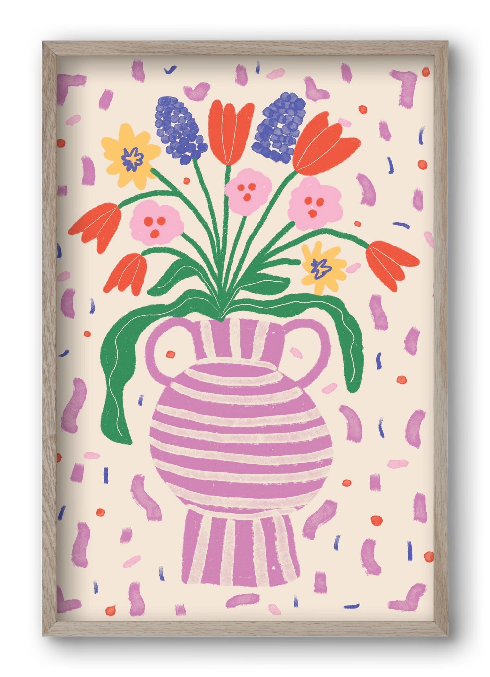 flowers in a vase , 40x60 cm (40x60 cm), Tölgy keret