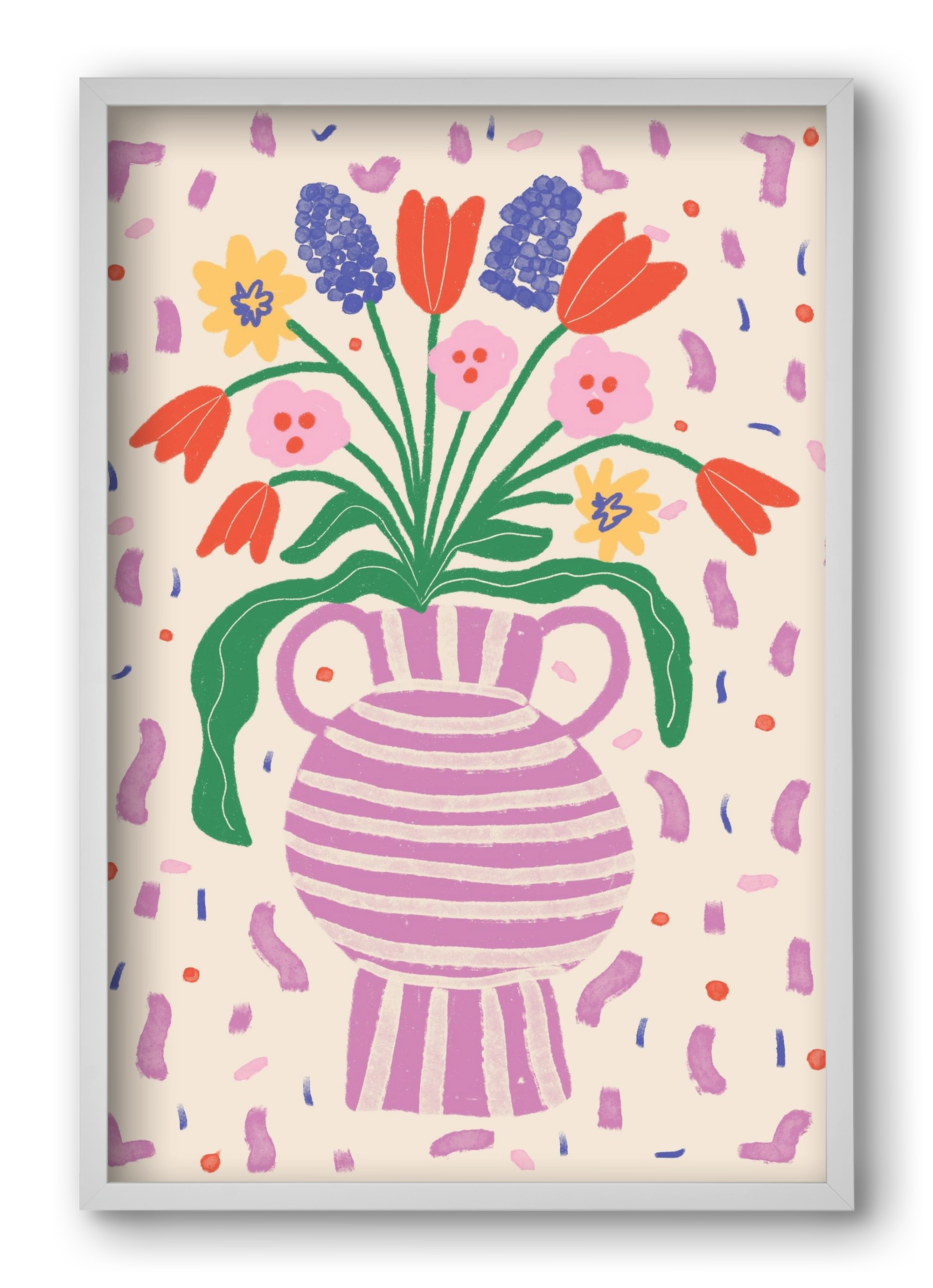 flowers in a vase , 40x60 cm (40x60 cm), Fehér keret
