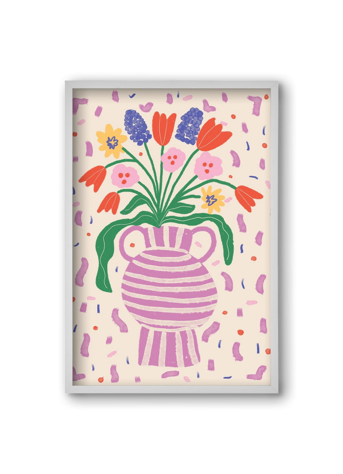 flowers in a vase , 20x30 cm (20x30 cm), Fehér keret