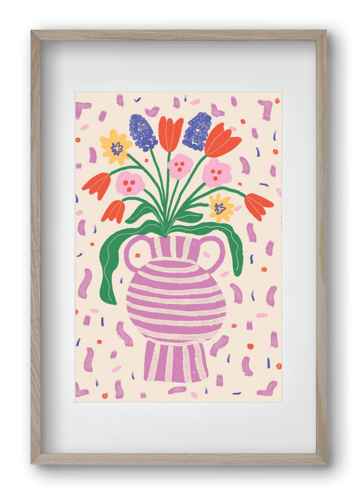 flowers in a vase , 40x60 cm (30x45 cm), Tölgy keret, paszpartuval