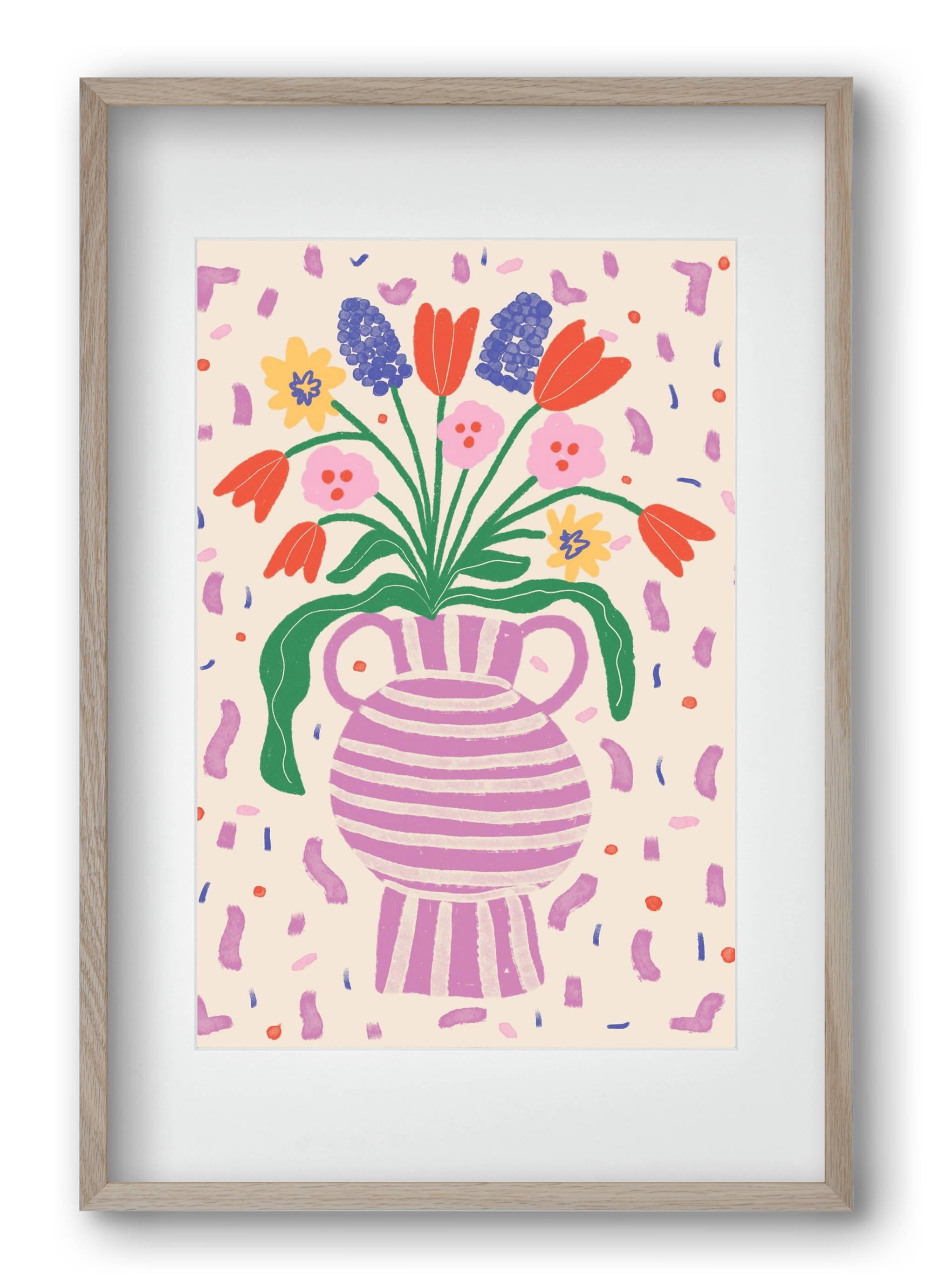 flowers in a vase , 40x60 cm (30x45 cm), Tölgy keret, paszpartuval