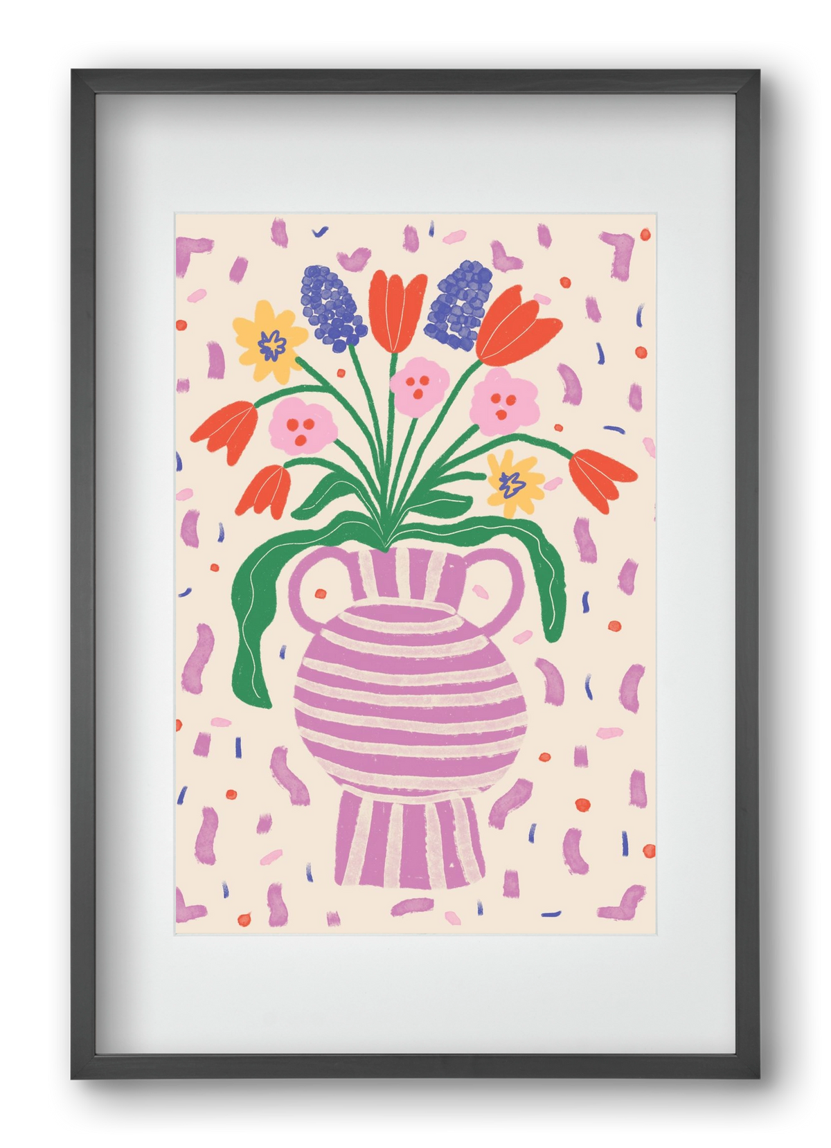 flowers in a vase , 40x60 cm (30x45 cm), Fekete keret, paszpartuval
