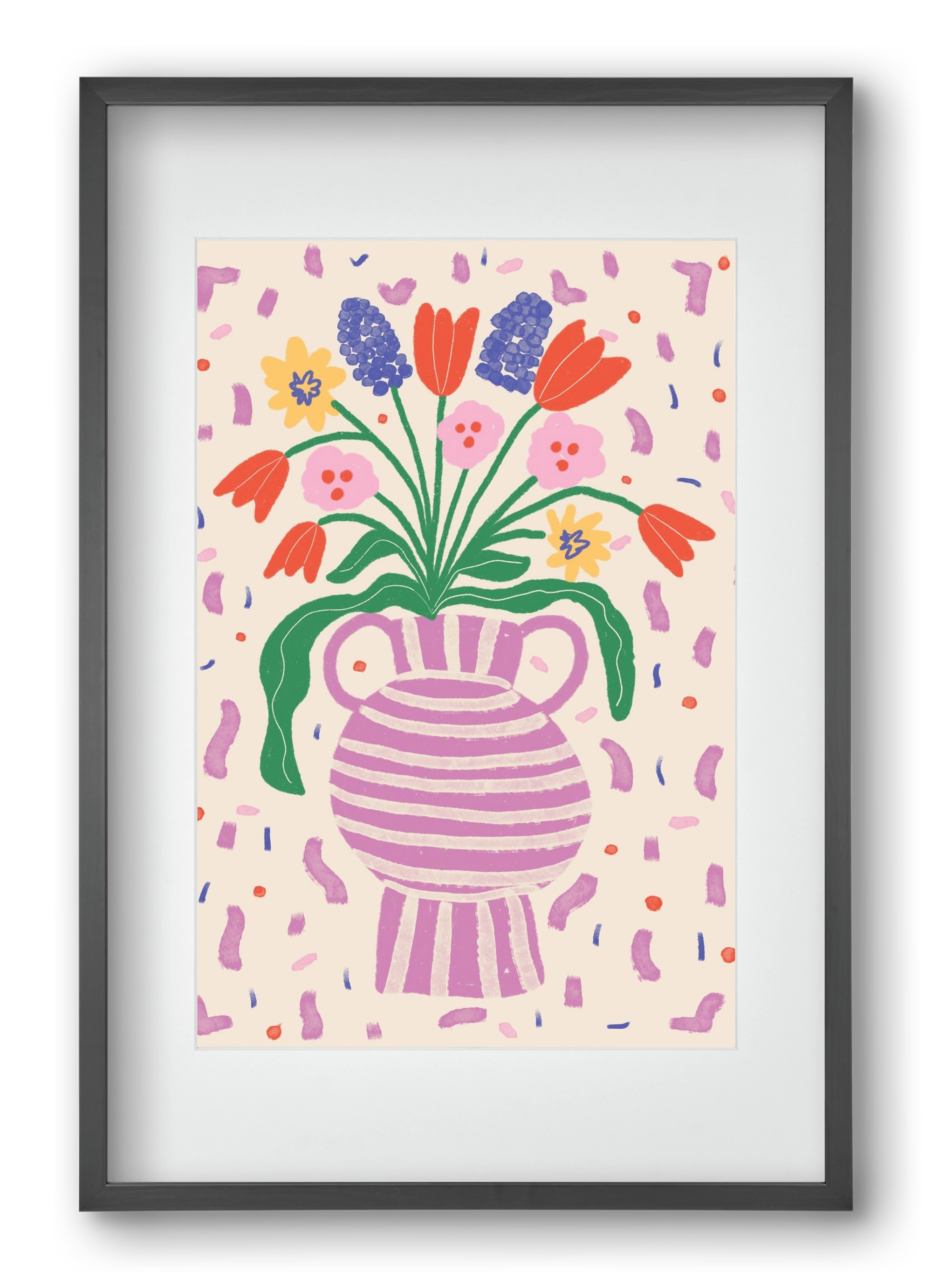 flowers in a vase , 40x60 cm (30x45 cm), Fekete keret, paszpartuval