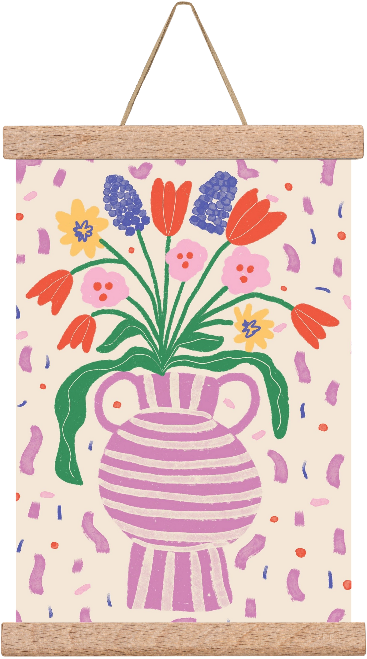 flowers in a vase , 20x30 cm (20x30 cm), Tölgy akasztó