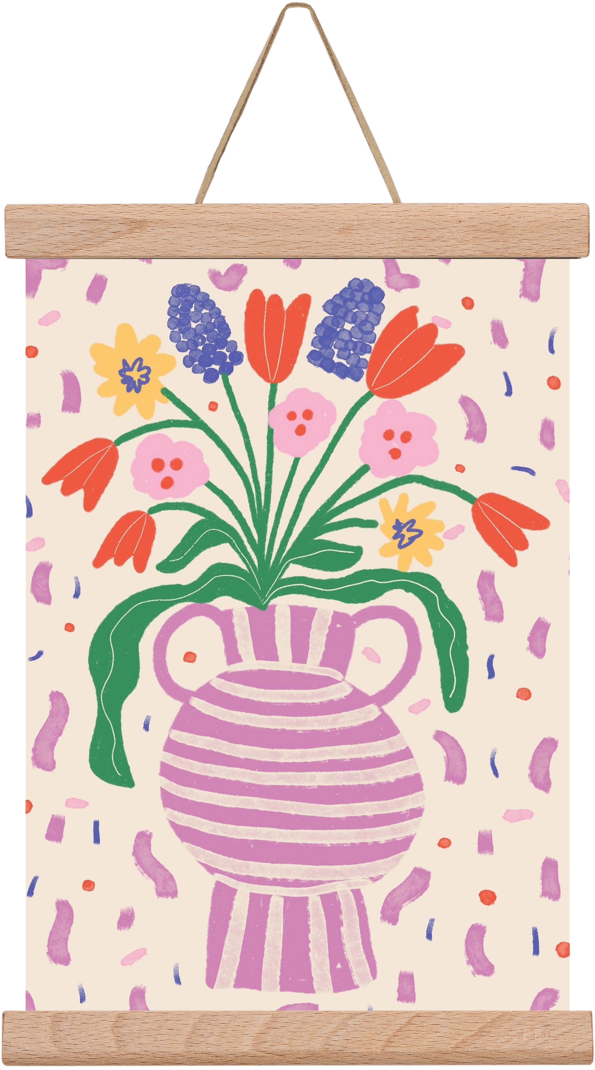 flowers in a vase , 20x30 cm (20x30 cm), Tölgy akasztó