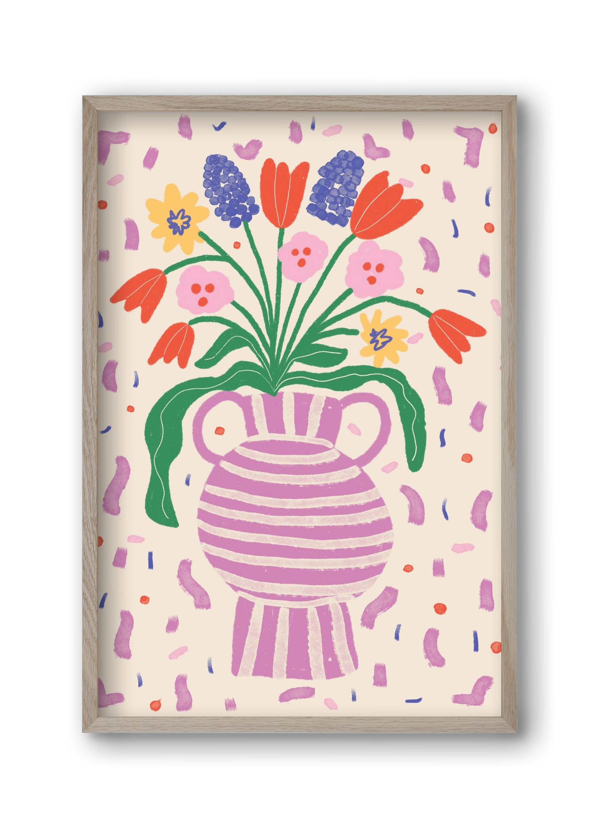 flowers in a vase , 30x45 cm (30x45 cm), Tölgy keret