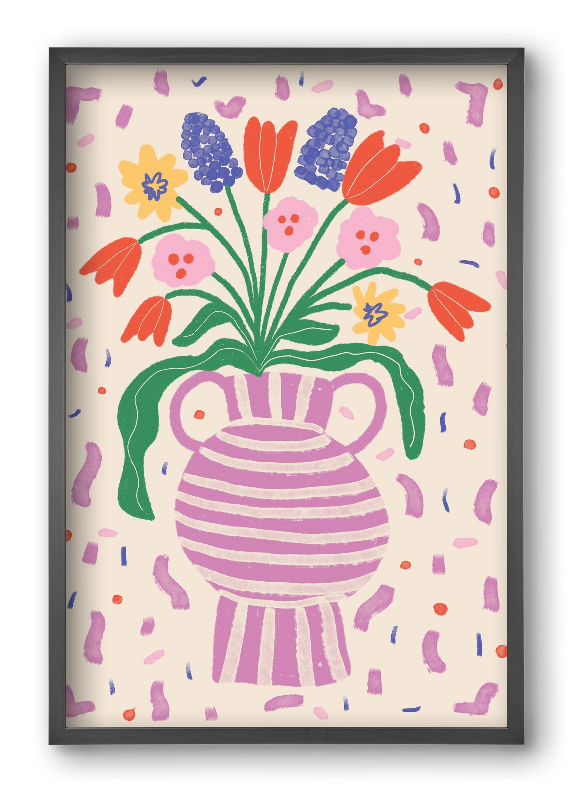 flowers in a vase , 40x60 cm (40x60 cm), Fekete keret