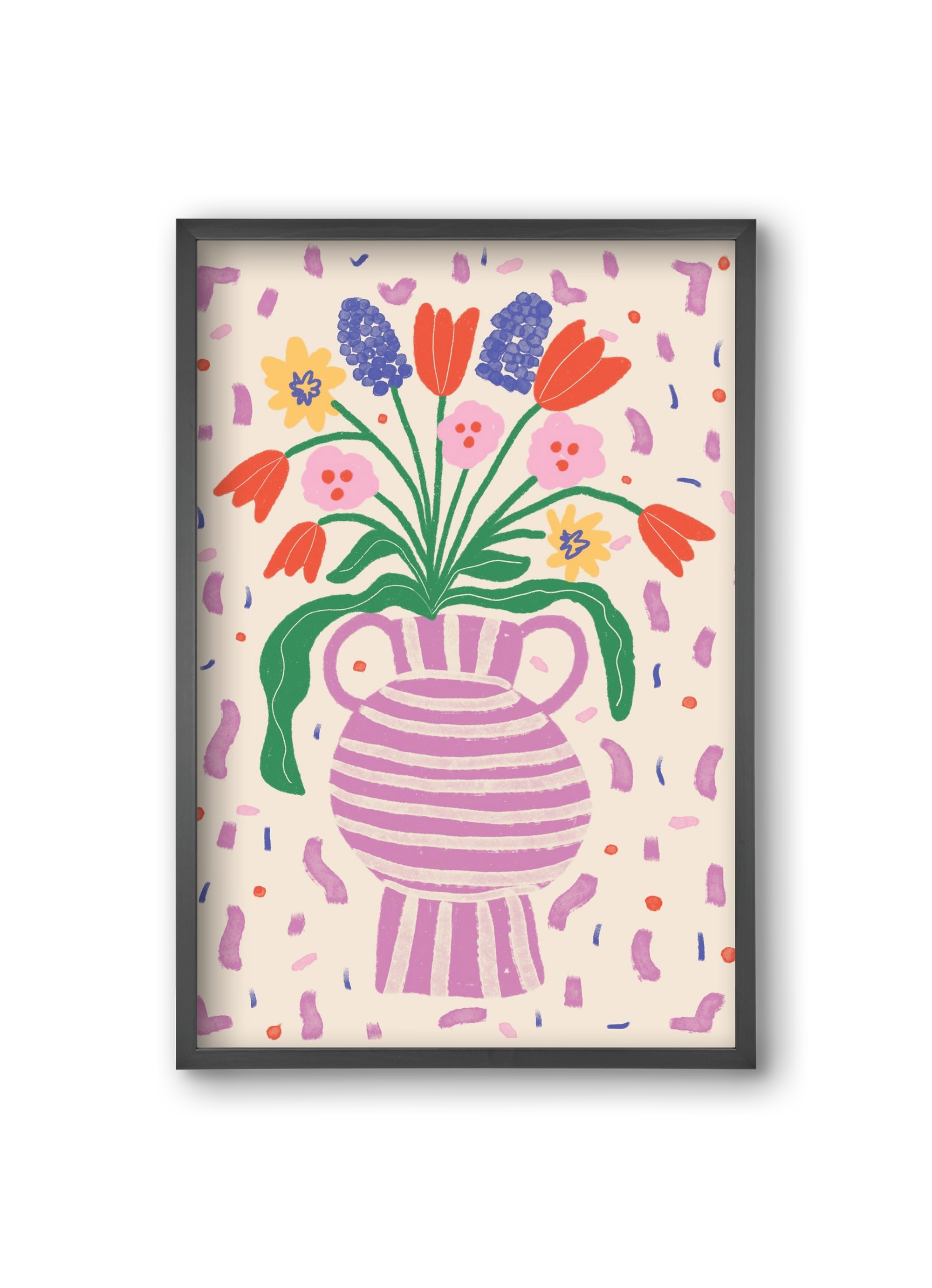 flowers in a vase , 20x30 cm (20x30 cm), Fekete keret