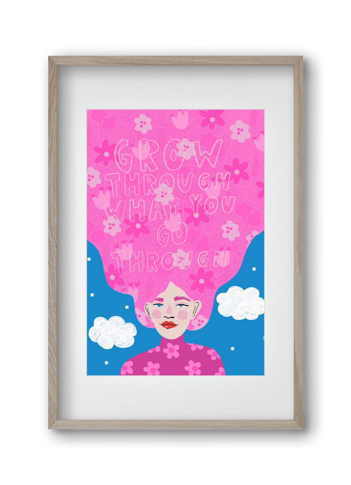 Grow Through What You Go Through , 30x45 cm (20x30 cm), Tölgy keret, paszpartuval