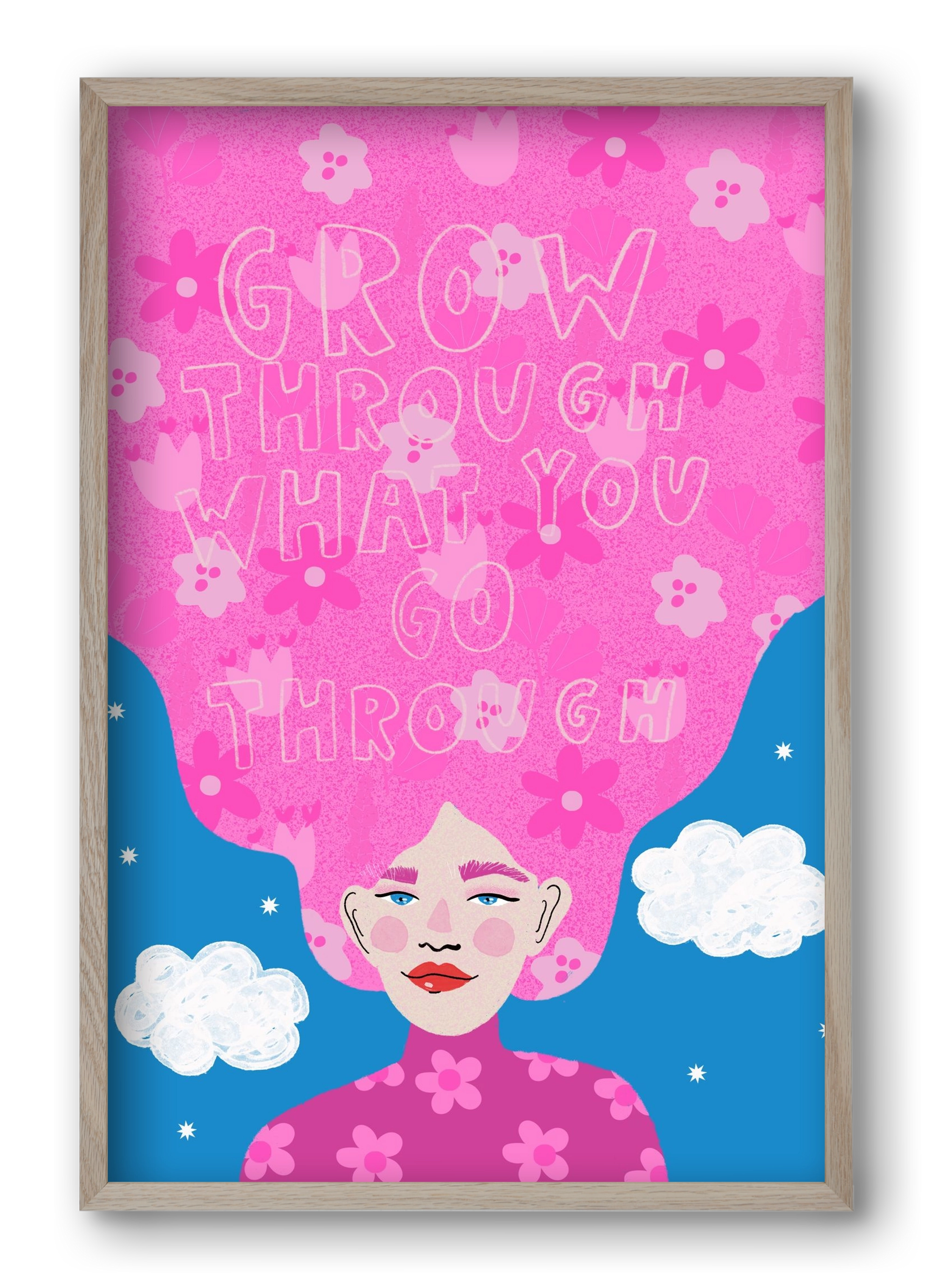 Grow Through What You Go Through , 40x60 cm (40x60 cm), Tölgy keret