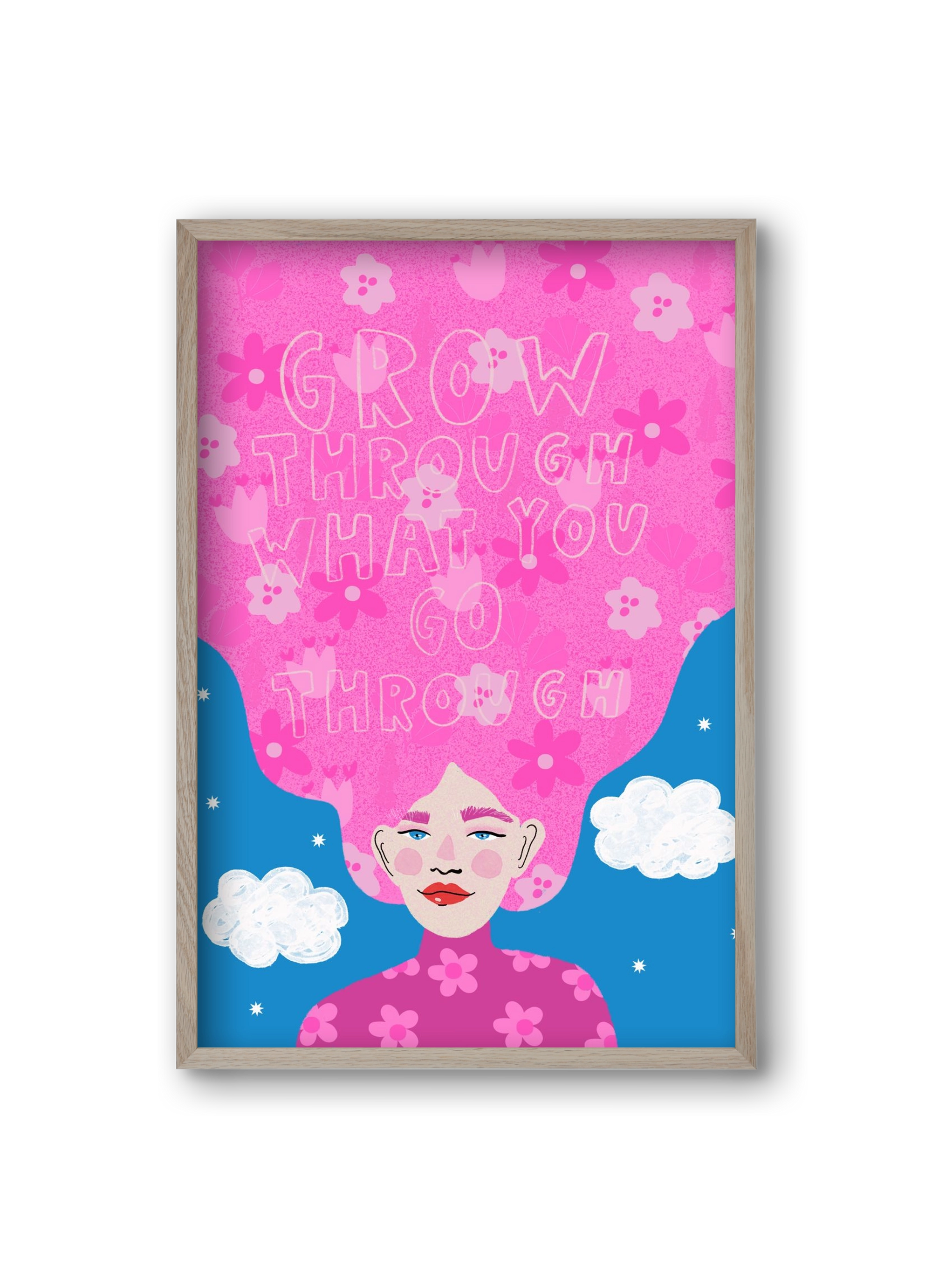 Grow Through What You Go Through , 20x30 cm (20x30 cm), Tölgy keret