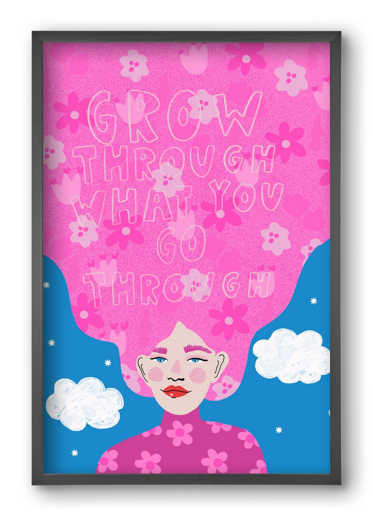 Grow Through What You Go Through , 40x60 cm (40x60 cm), Fekete keret