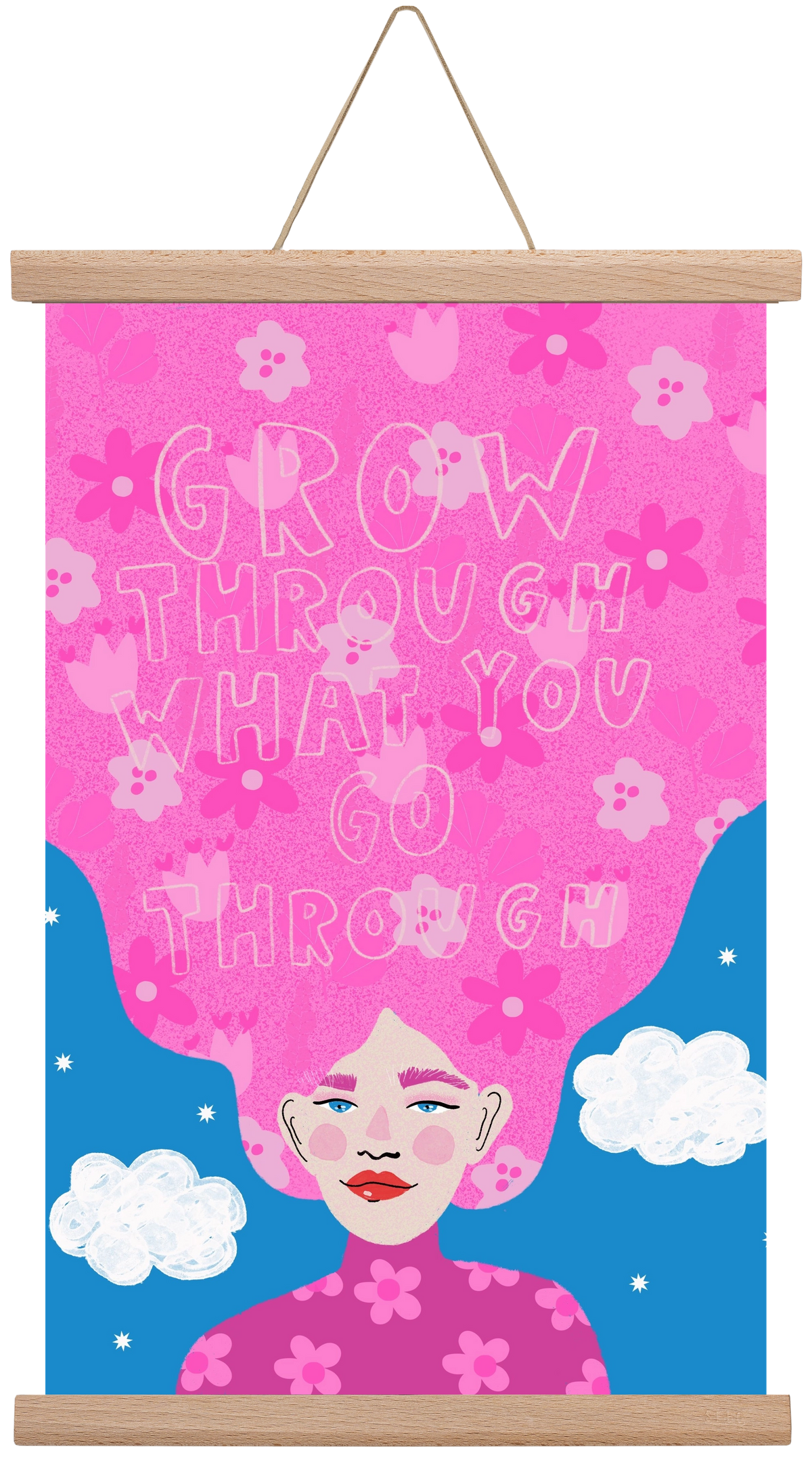 Grow Through What You Go Through , 30x45 cm (30x45 cm), Tölgy akasztó