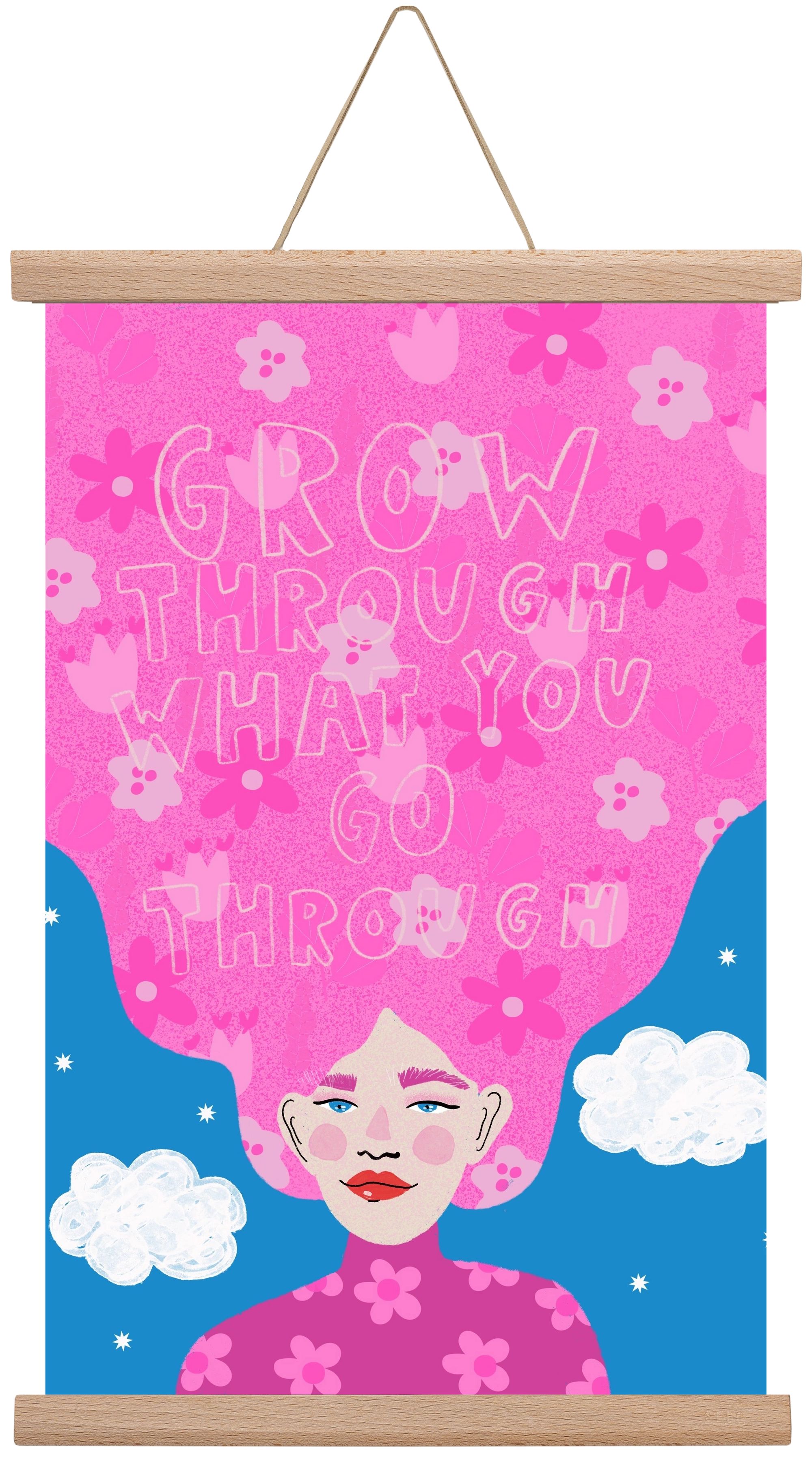 Grow Through What You Go Through , 30x45 cm (30x45 cm), Tölgy akasztó