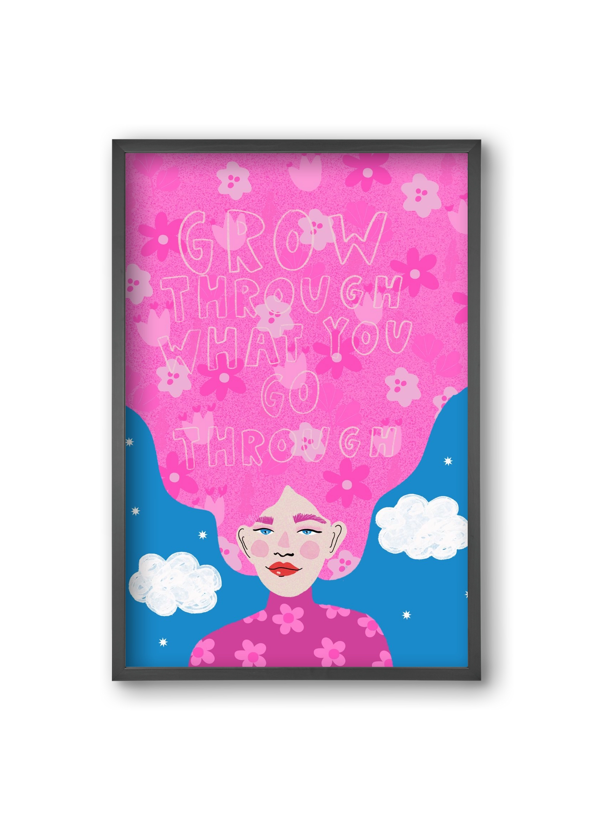 Grow Through What You Go Through , 20x30 cm (20x30 cm), Fekete keret