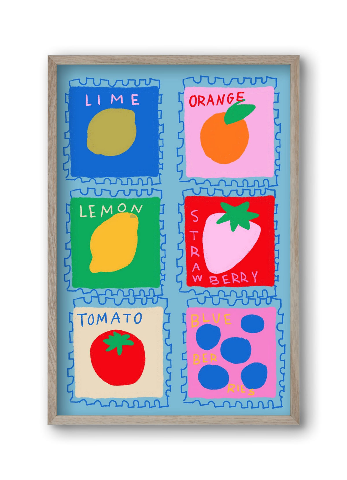 Summer Fruits , 30x45 cm (30x45 cm), Tölgy keret