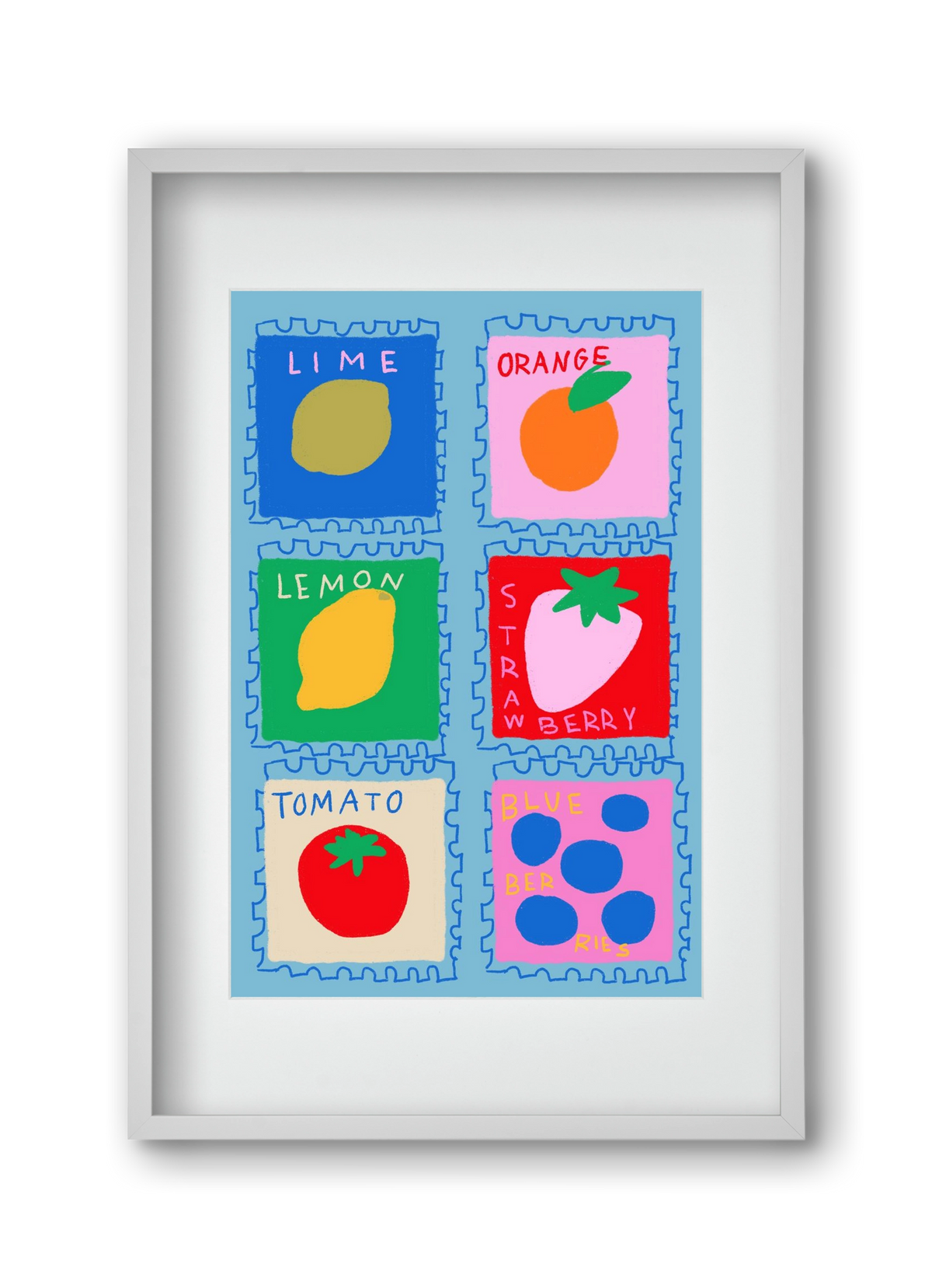 Summer Fruits , 30x45 cm (20x30 cm), Fehér keret, paszpartuval