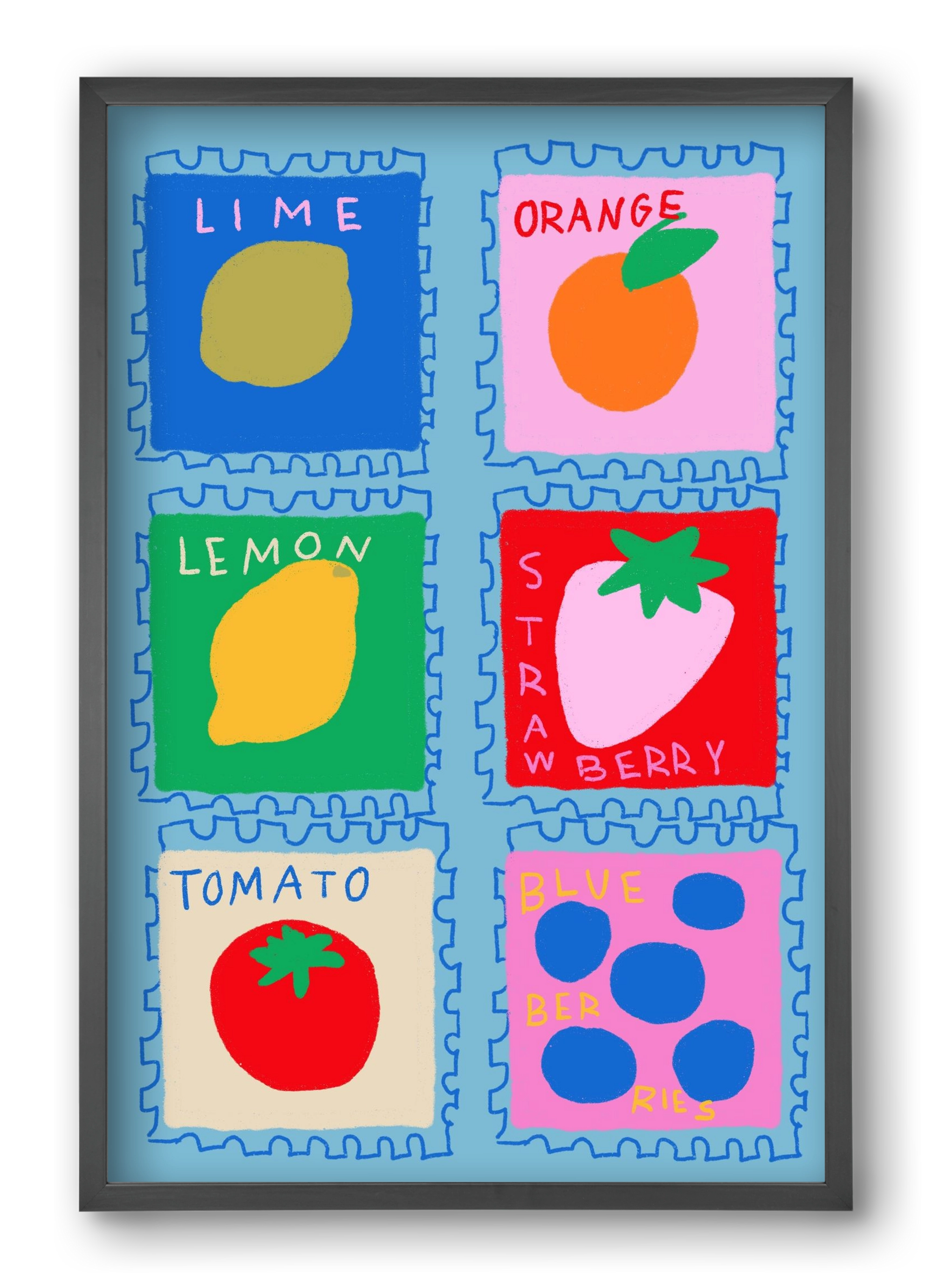 Summer Fruits , 40x60 cm (40x60 cm), Fekete keret