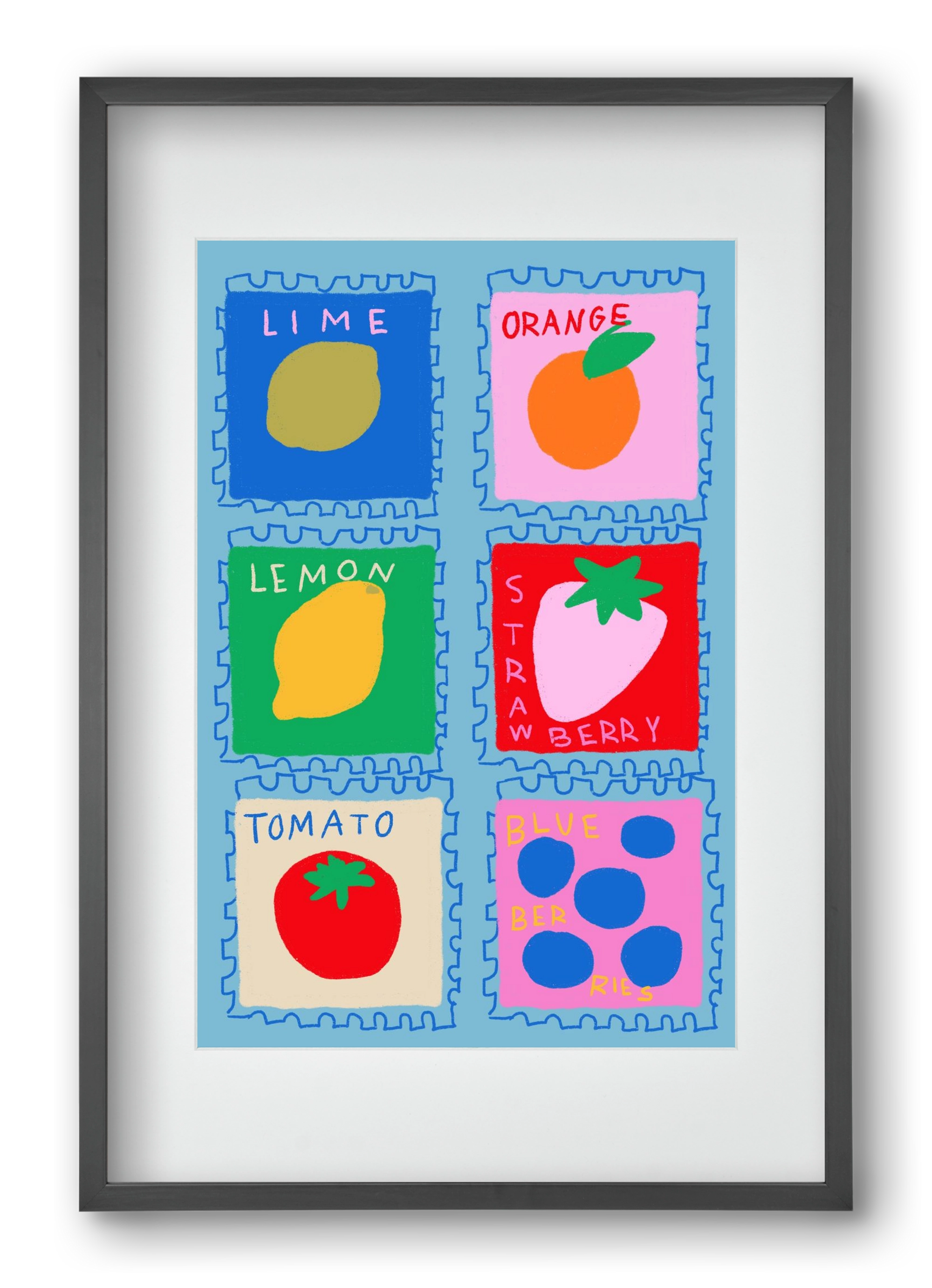 Summer Fruits , 40x60 cm (30x45 cm), Fekete keret, paszpartuval