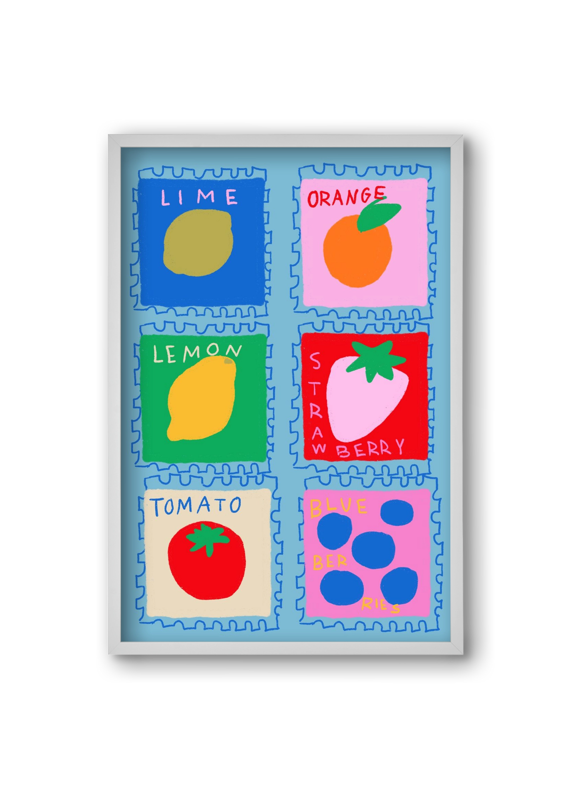 Summer Fruits , 20x30 cm (20x30 cm), Fehér keret