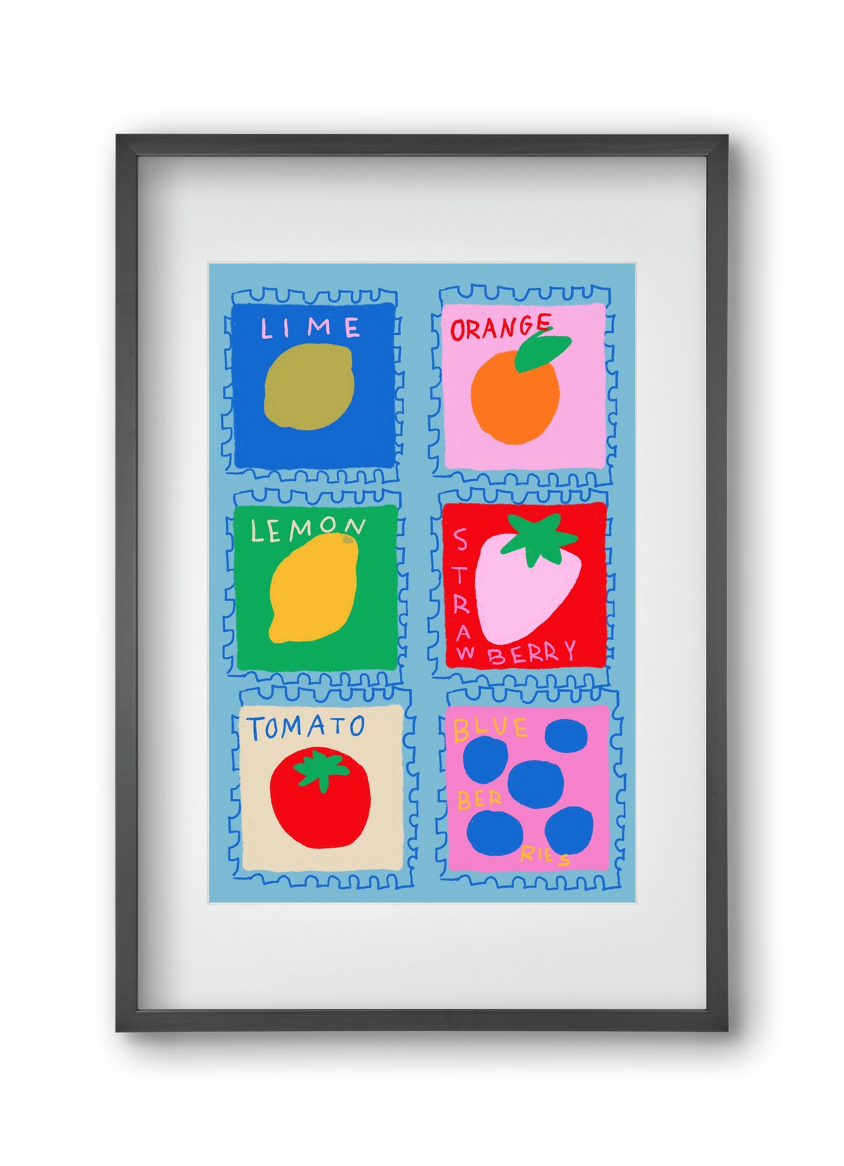 Summer Fruits , 30x45 cm (20x30 cm), Fekete keret, paszpartuval