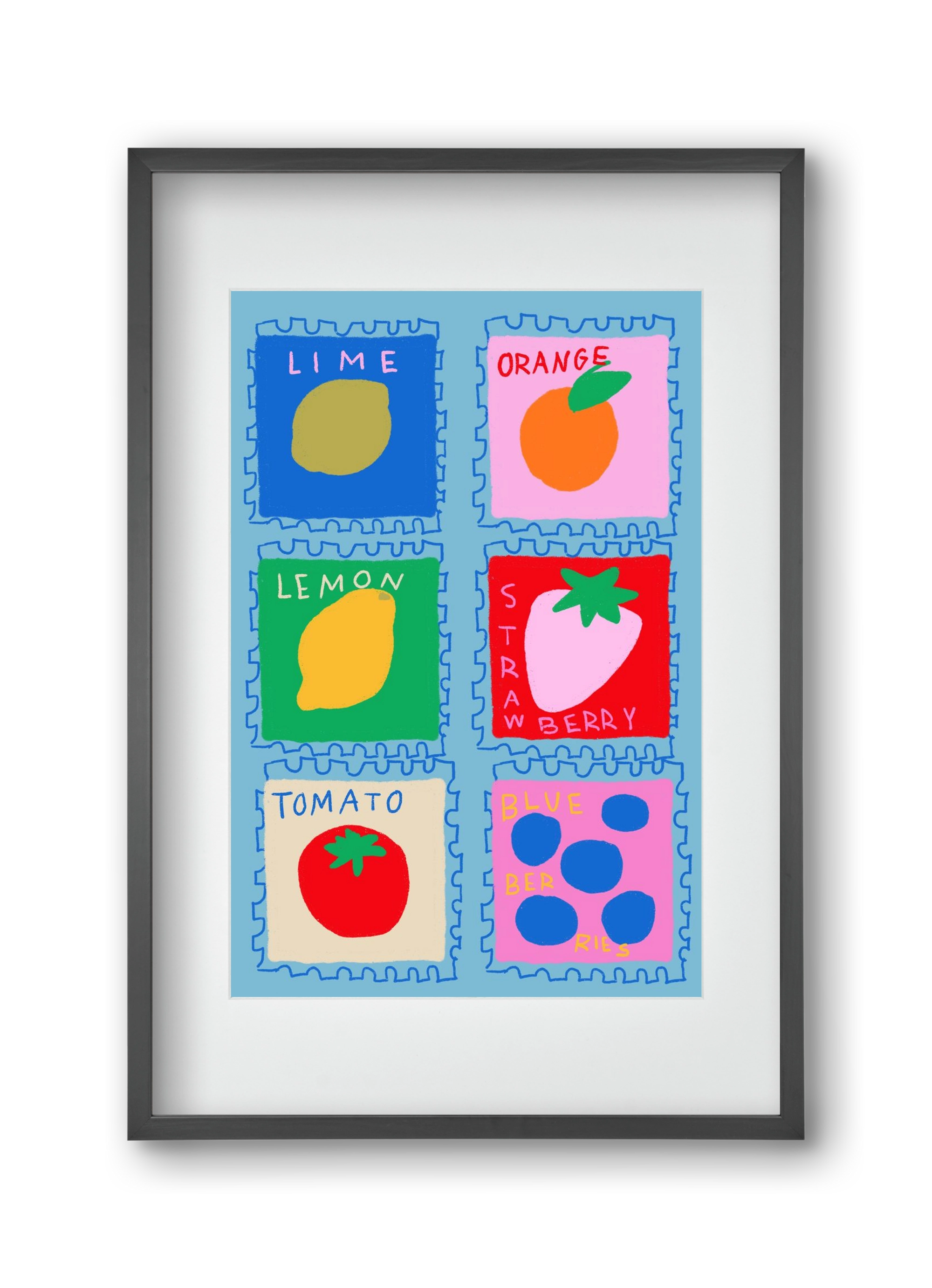 Summer Fruits , 30x45 cm (20x30 cm), Fekete keret, paszpartuval