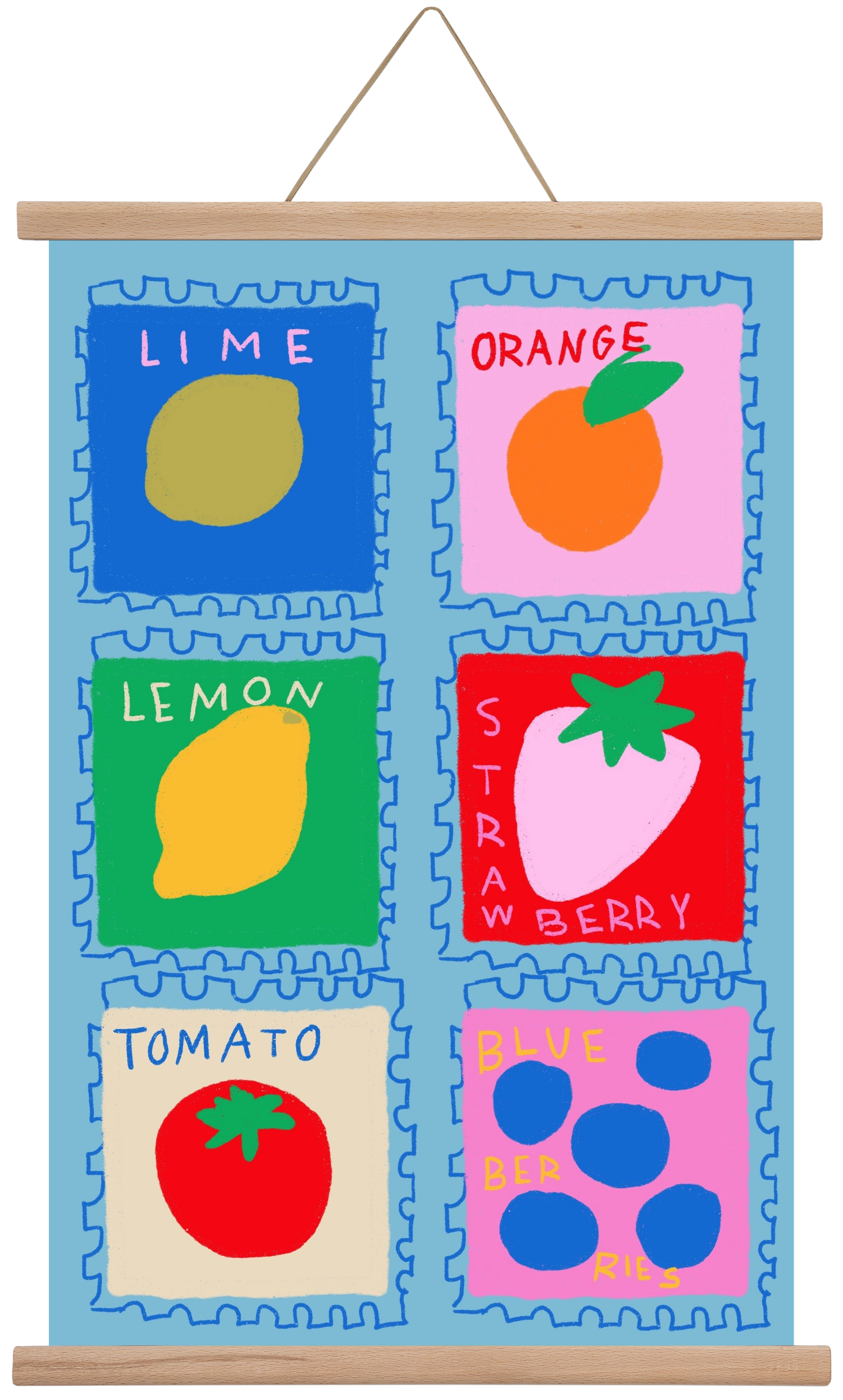 Summer Fruits , 40x60 cm (40x60 cm), Tölgy akasztó