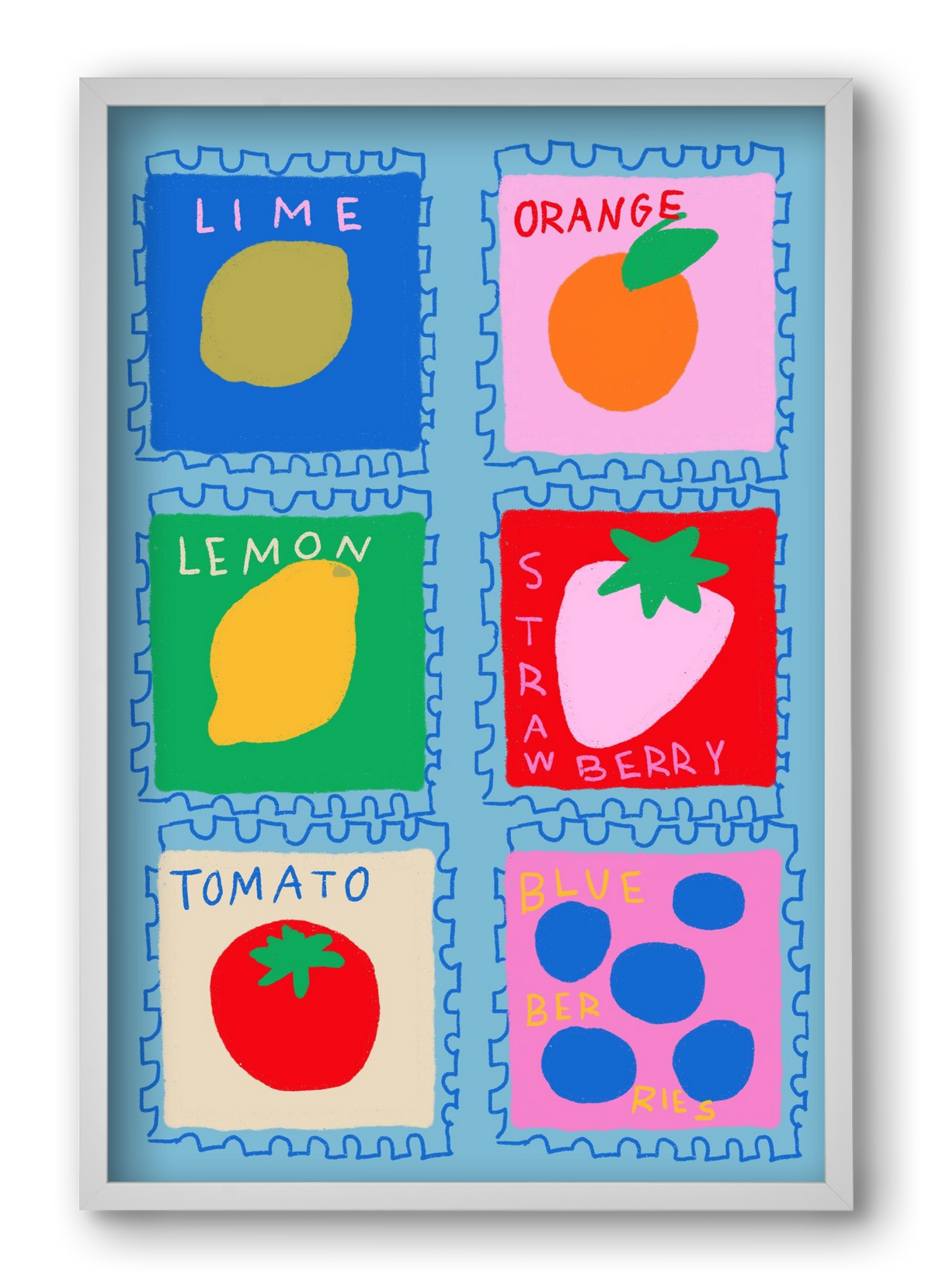 Summer Fruits , 40x60 cm (40x60 cm), Fehér keret