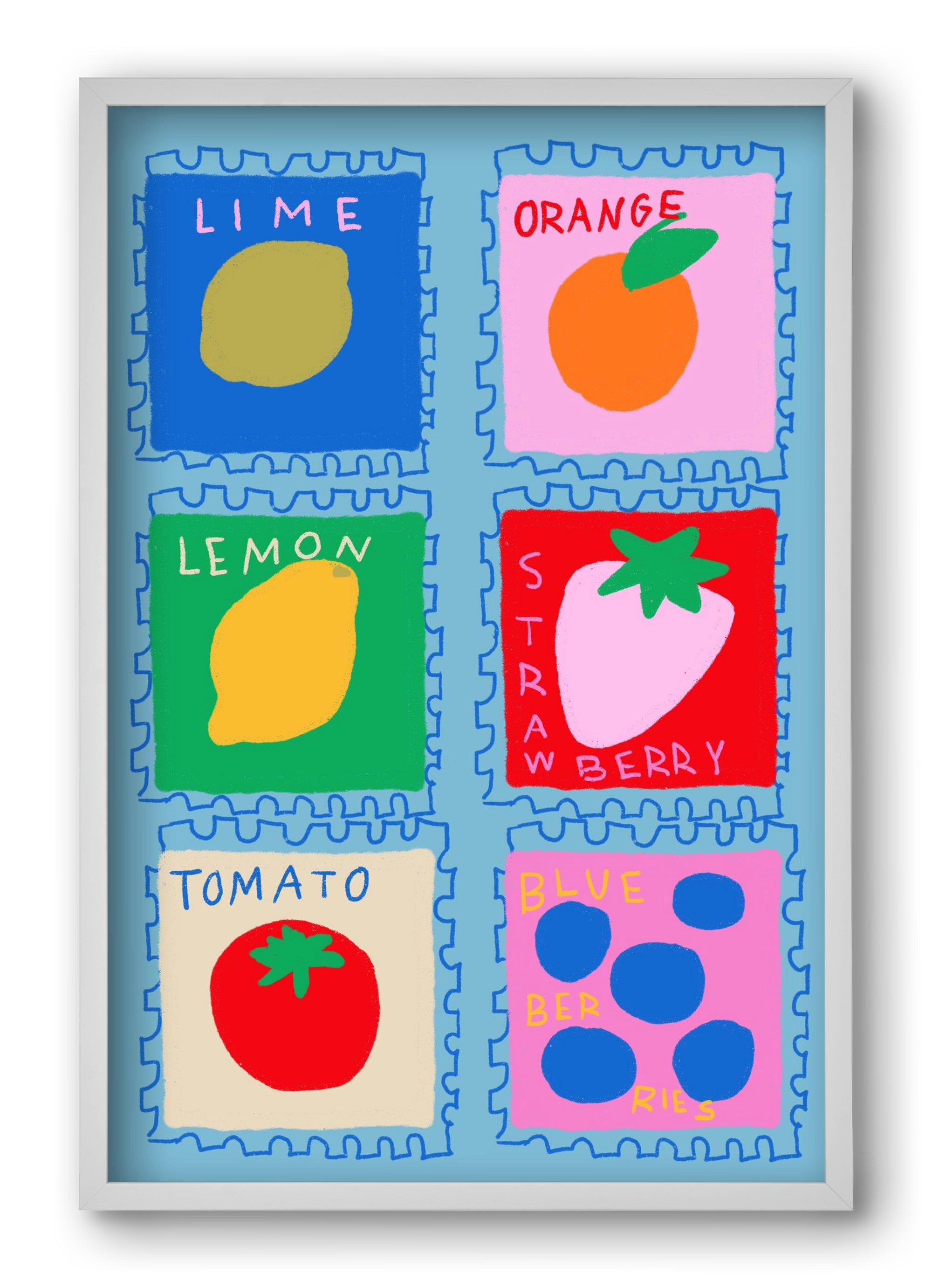 Summer Fruits , 40x60 cm (40x60 cm), Fehér keret