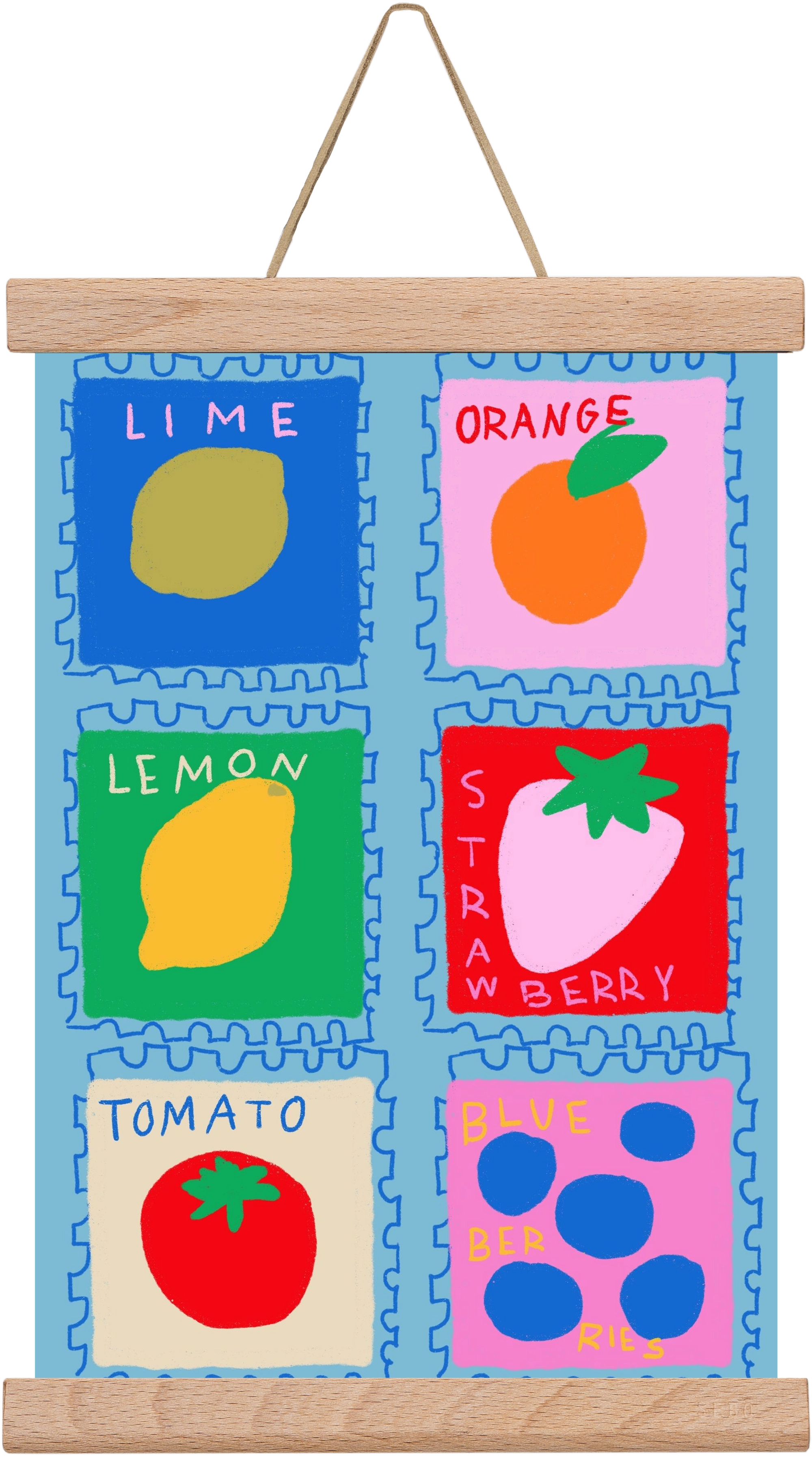 Summer Fruits , 20x30 cm (20x30 cm), Tölgy akasztó