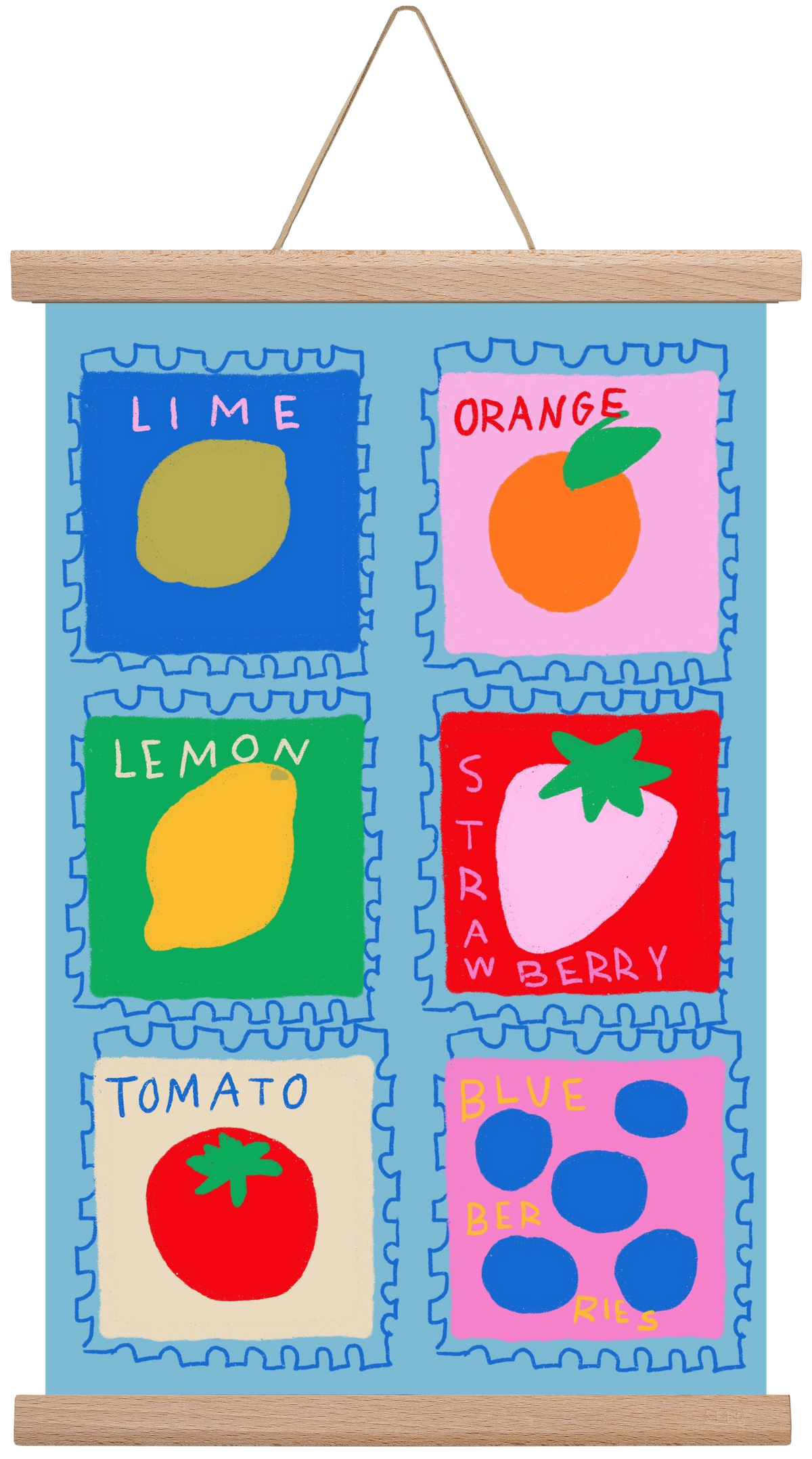 Summer Fruits , 30x45 cm (30x45 cm), Tölgy akasztó