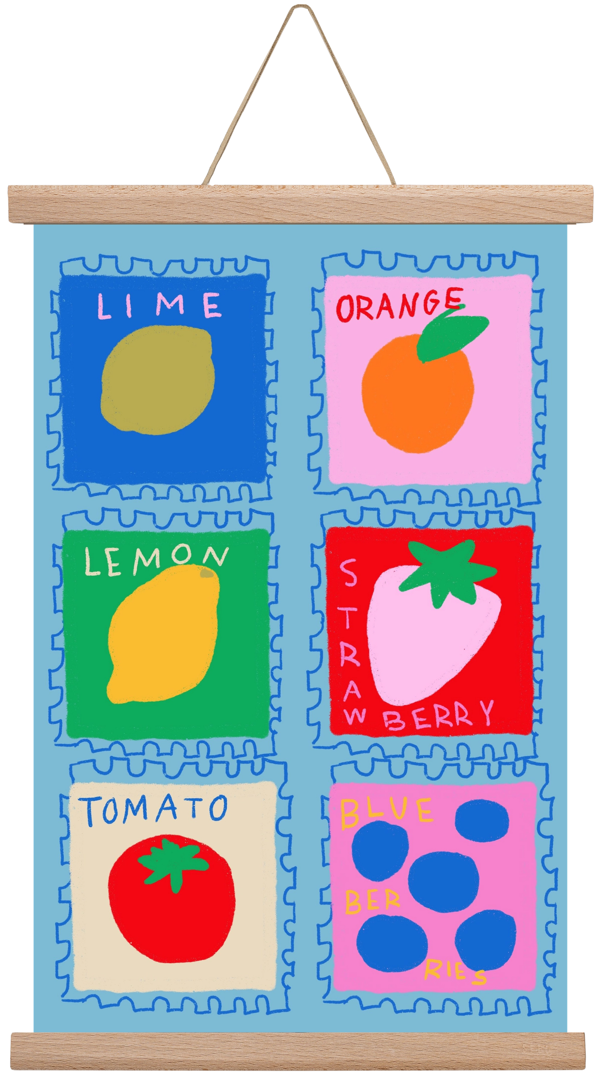 Summer Fruits , 30x45 cm (30x45 cm), Tölgy akasztó