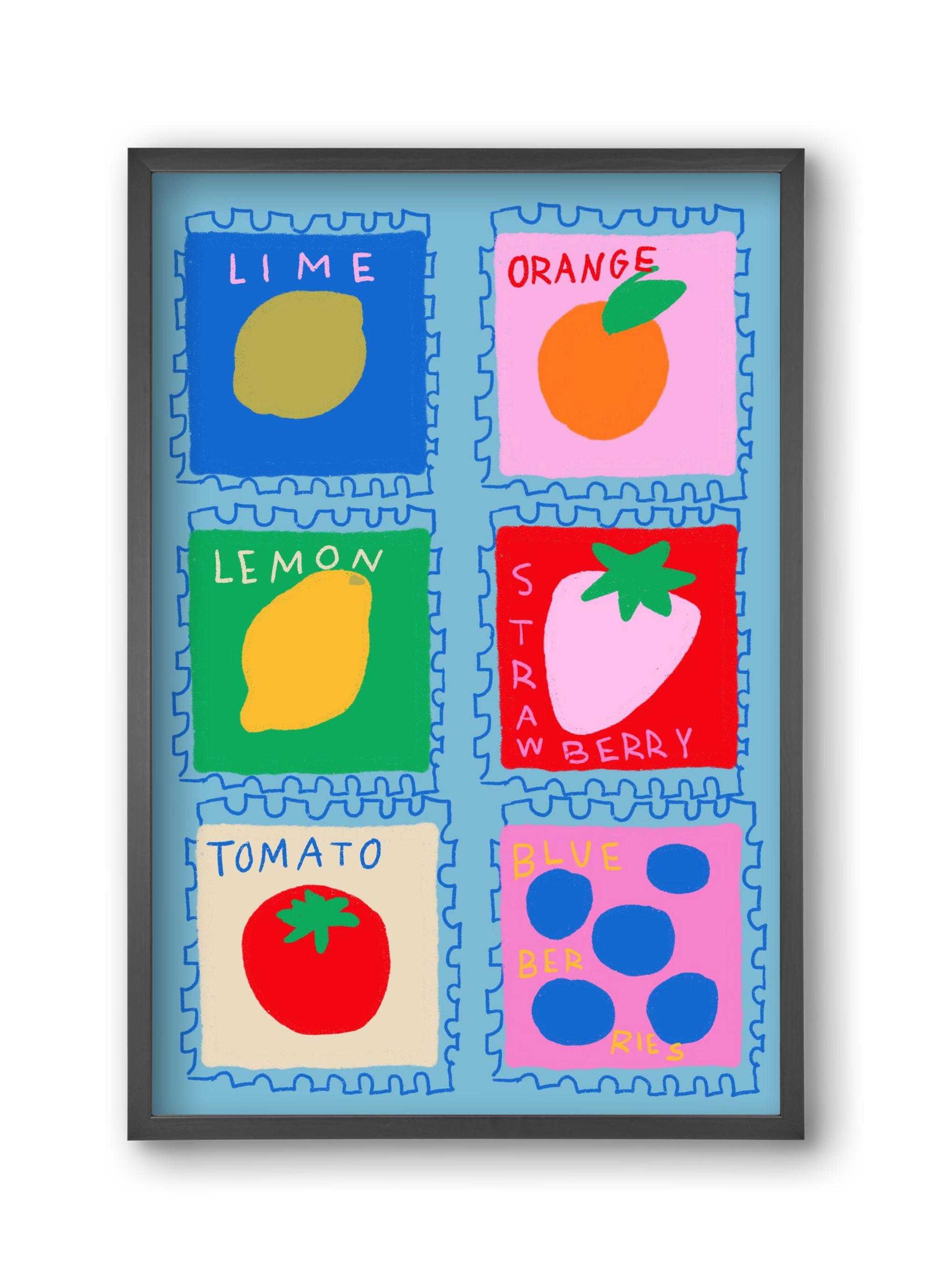 Summer Fruits , 30x45 cm (30x45 cm), Fekete keret