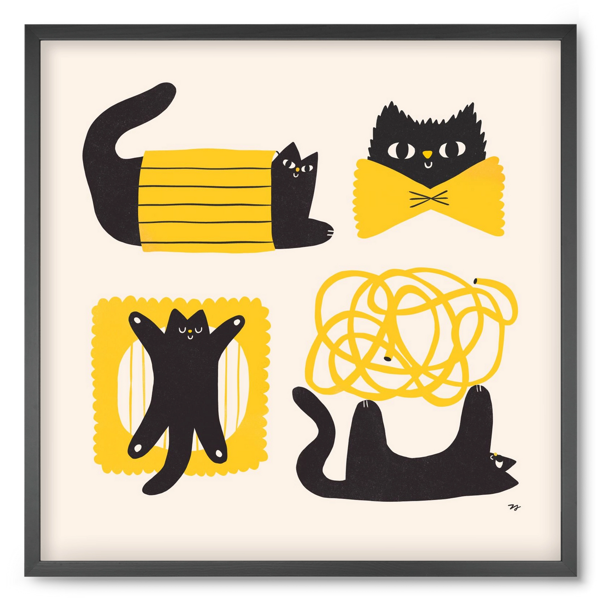 Pasta Cats, 50x50 cm (50x50 cm), Fekete keret