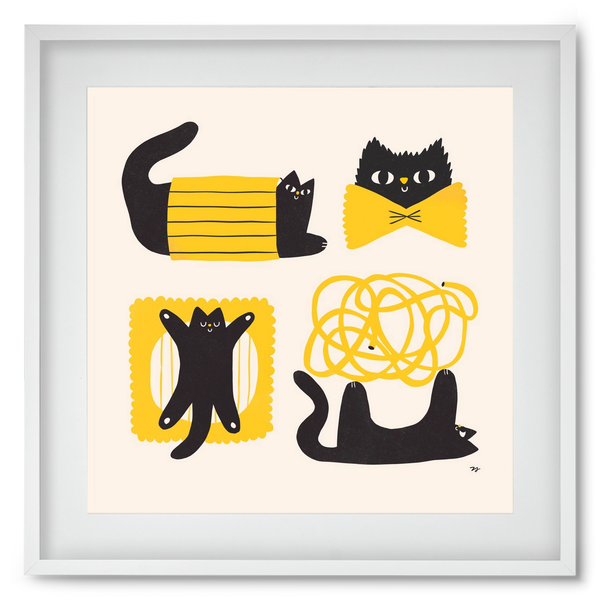 Pasta Cats, 50x50 cm (40x40 cm), Fehér keret, paszpartuval