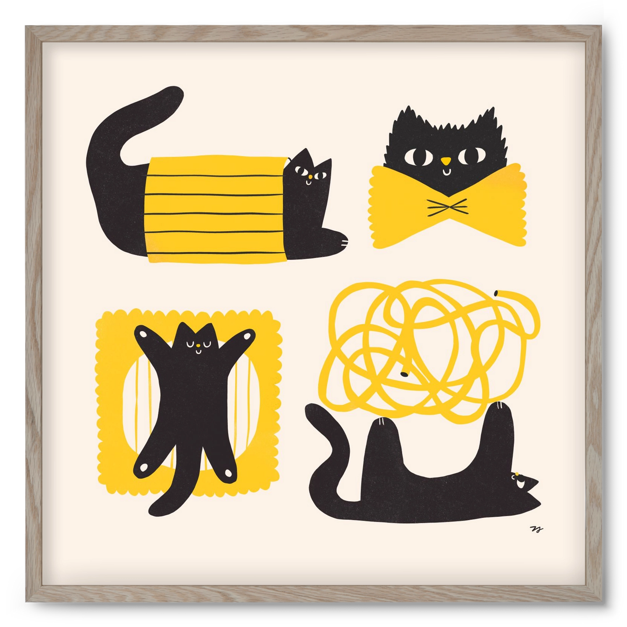 Pasta Cats, 50x50 cm (50x50 cm), Tölgy keret