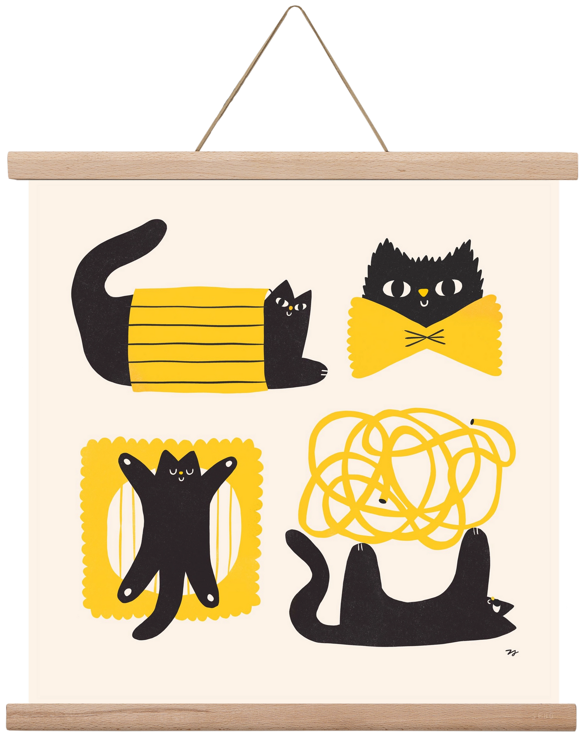 Pasta Cats, 40x40 cm (40x40 cm), Tölgy akasztó