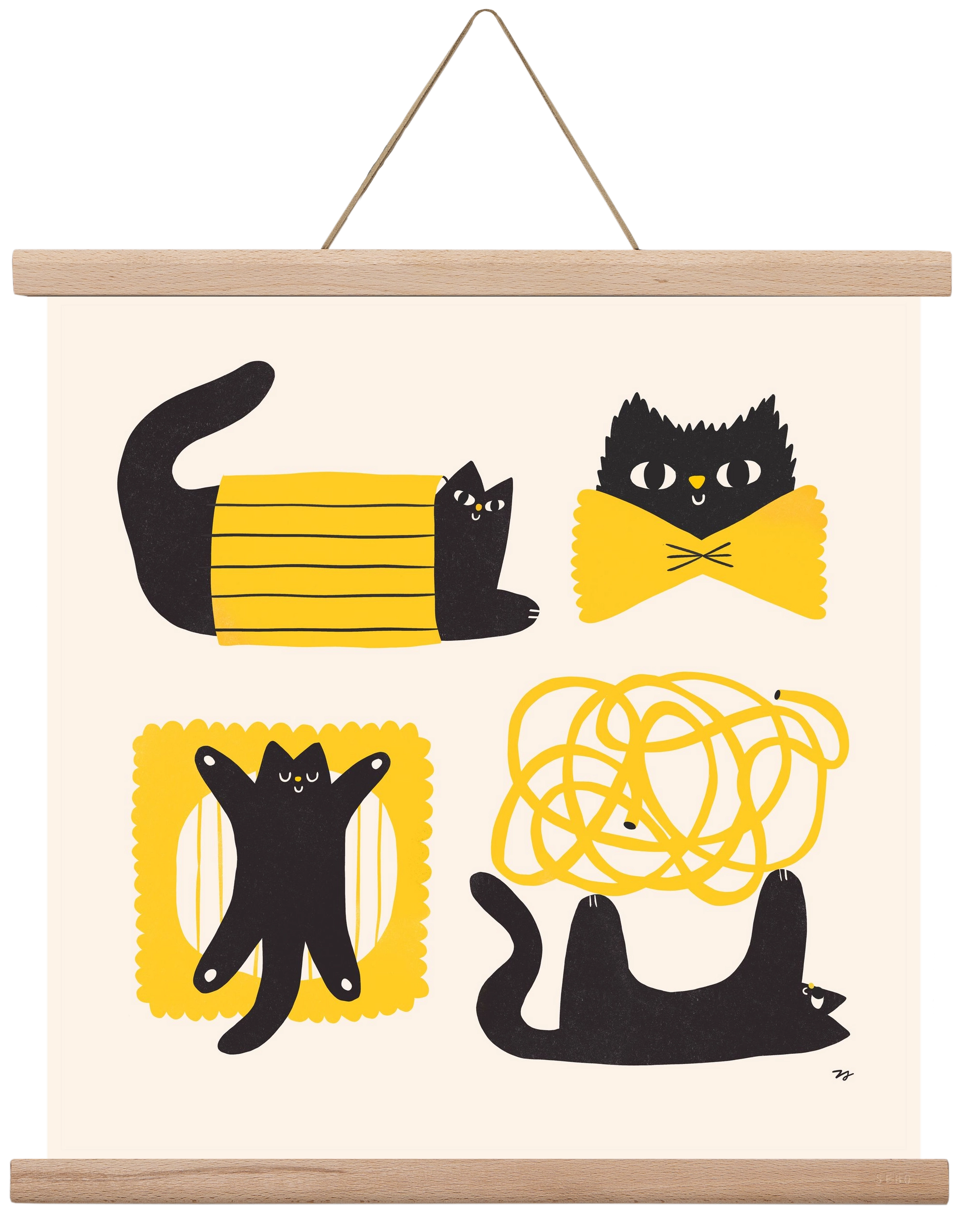 Pasta Cats, 40x40 cm (40x40 cm), Tölgy akasztó