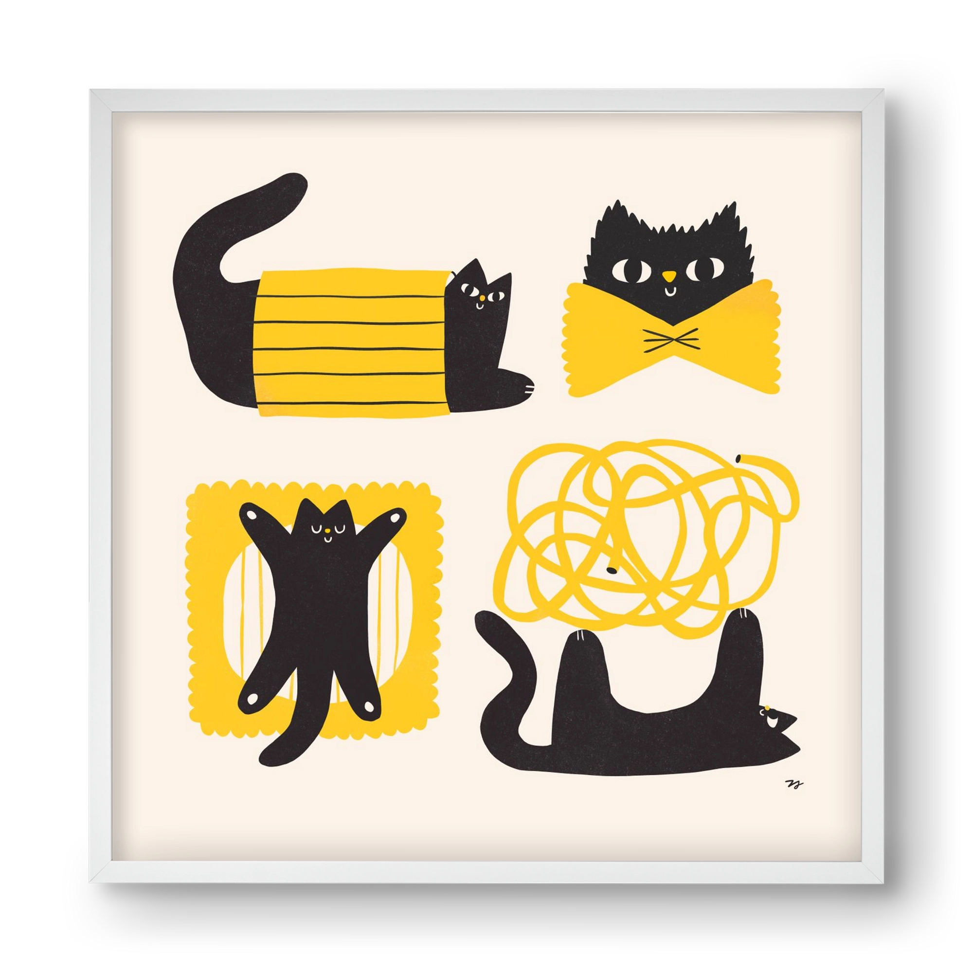 Pasta Cats, 40x40 cm (40x40 cm), Fehér keret