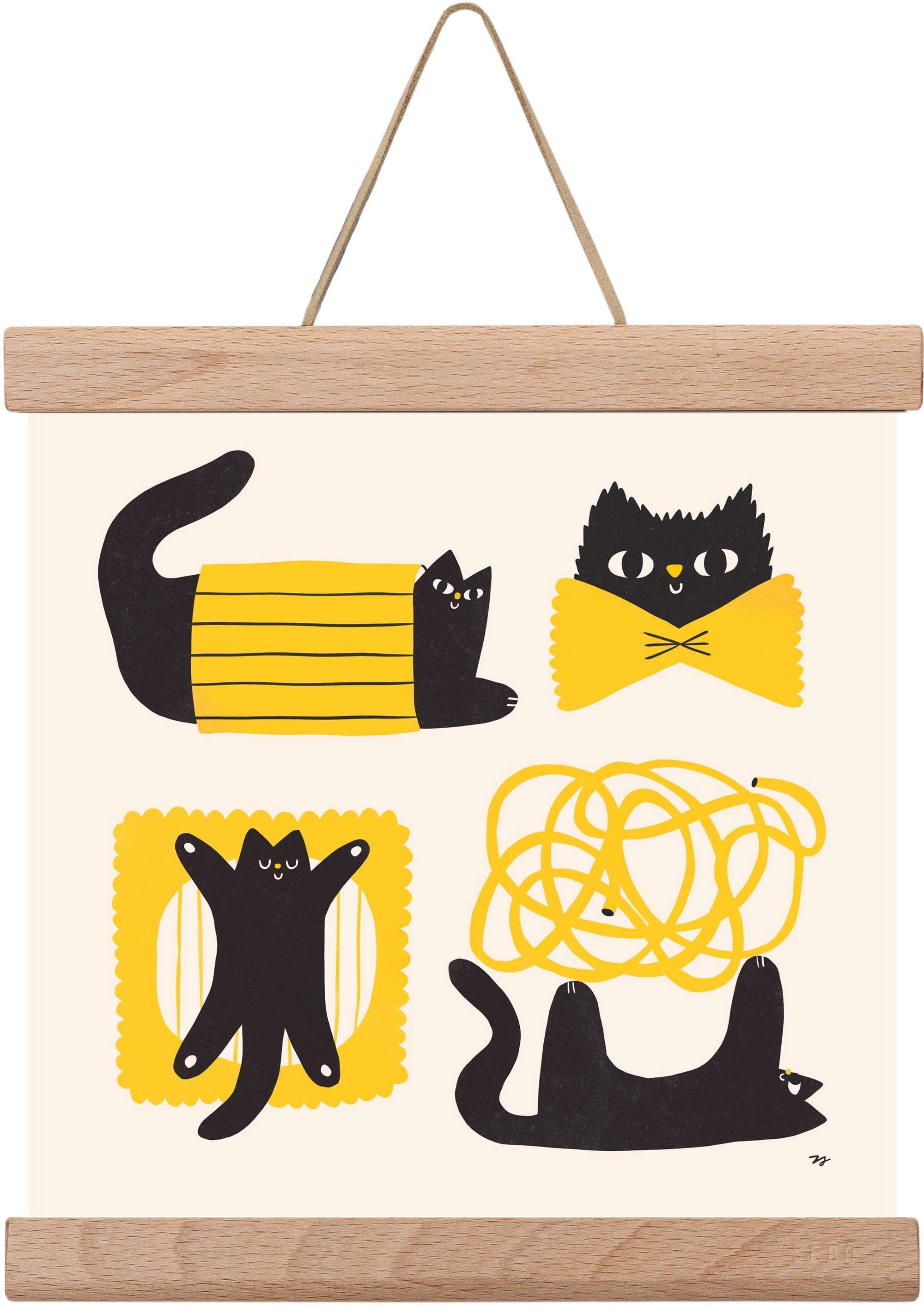 Pasta Cats, 20x20 cm (20x20 cm), Tölgy akasztó