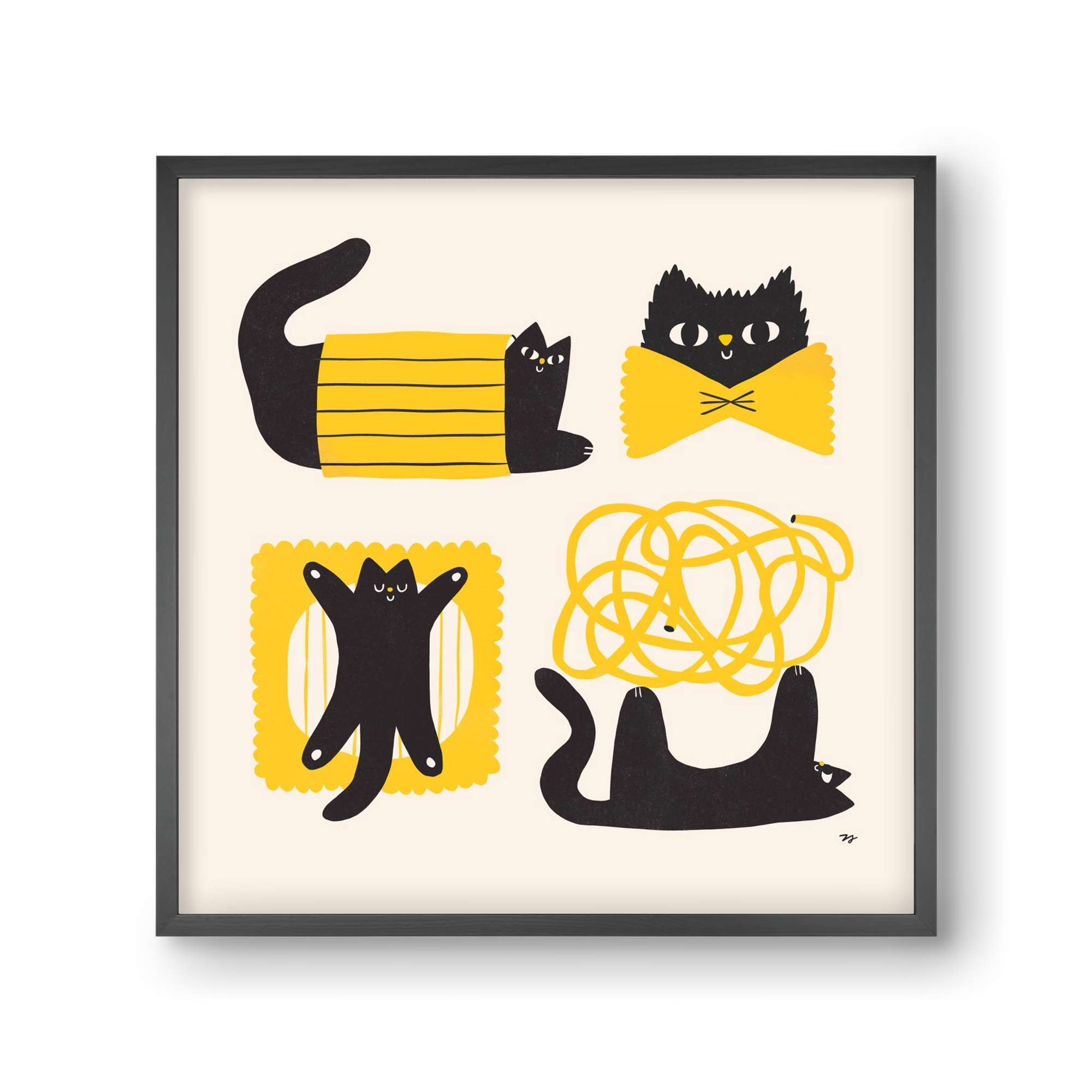 Pasta Cats, 30x30 cm (30x30 cm), Fekete keret
