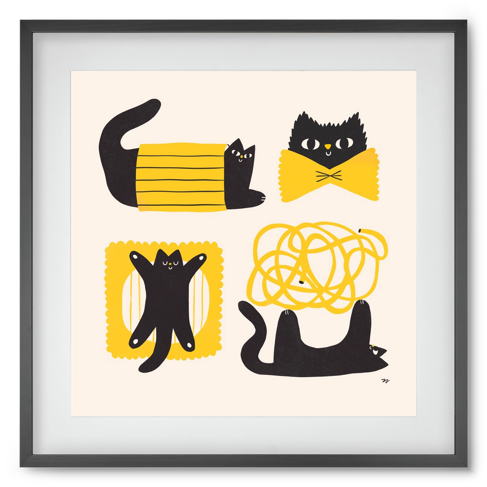 Pasta Cats, 50x50 cm (40x40 cm), Fekete keret, paszpartuval