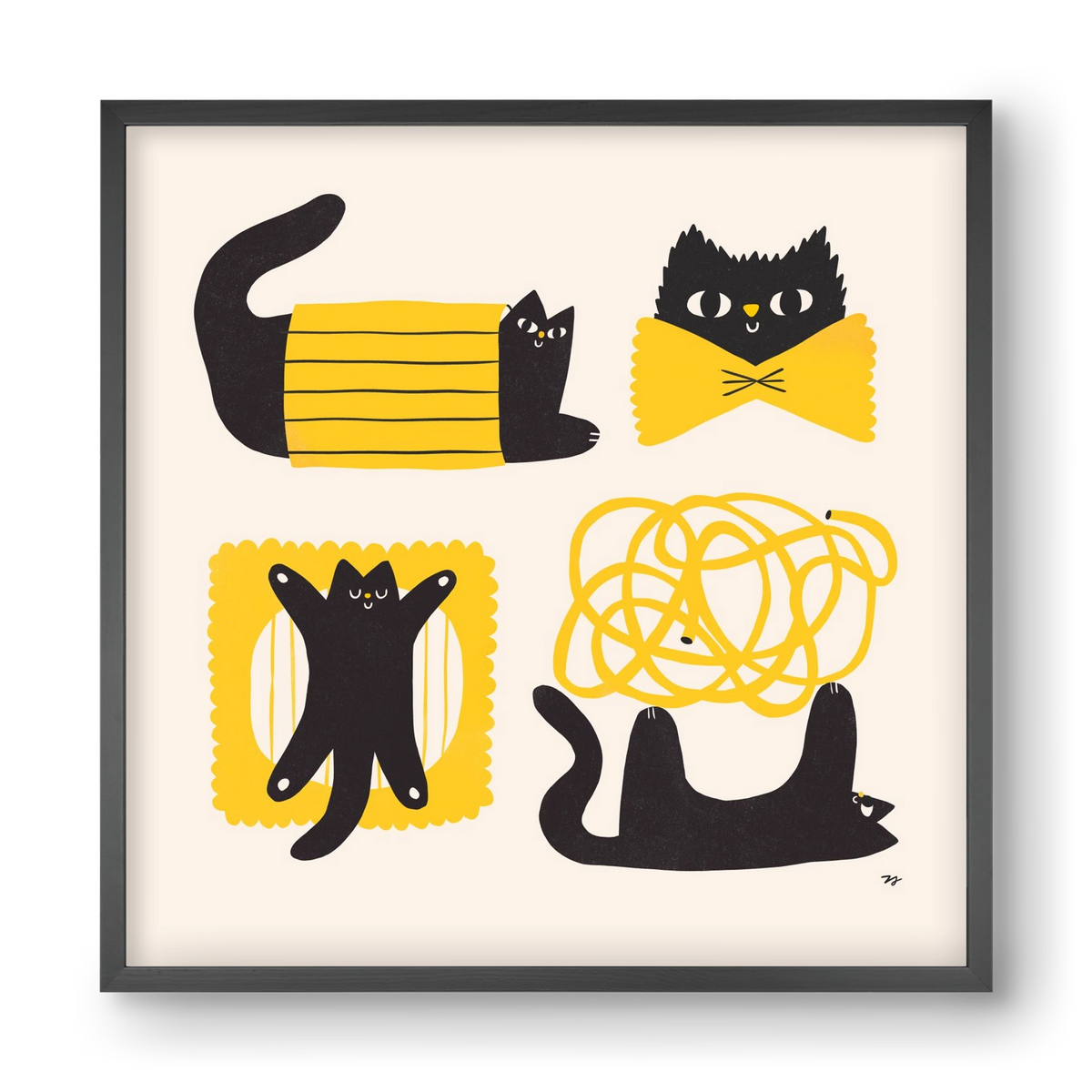Pasta Cats, 40x40 cm (40x40 cm), Fekete keret