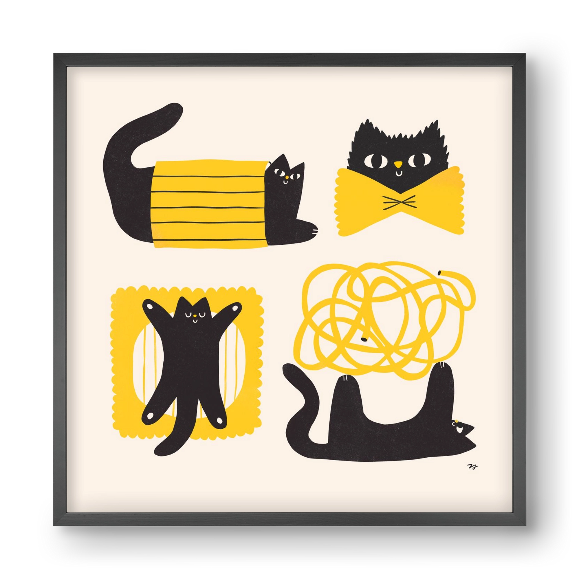 Pasta Cats, 40x40 cm (40x40 cm), Fekete keret