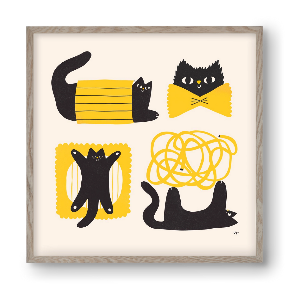 Pasta Cats, 40x40 cm (40x40 cm), Tölgy keret