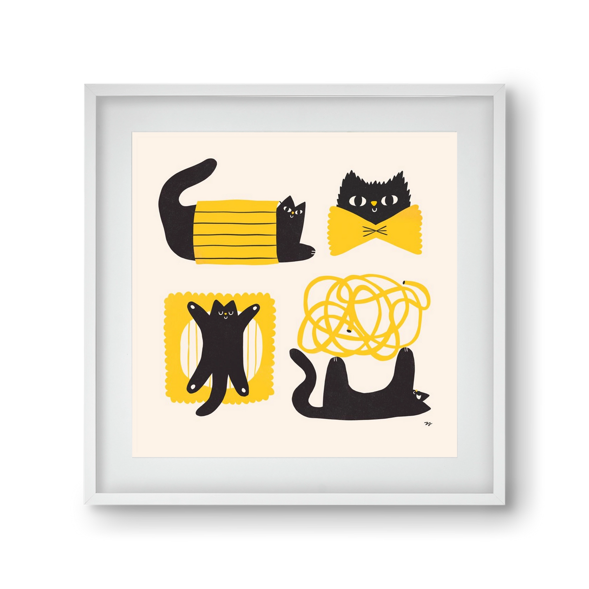 Pasta Cats, 30x30 cm (20x20 cm), Fehér keret, paszpartuval