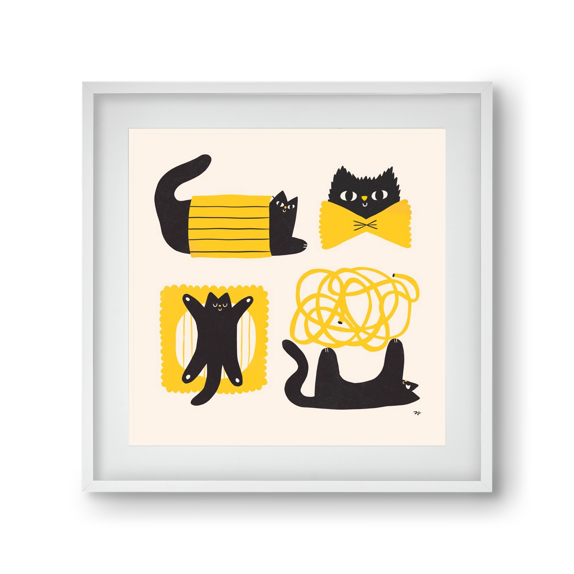 Pasta Cats, 30x30 cm (20x20 cm), Fehér keret, paszpartuval