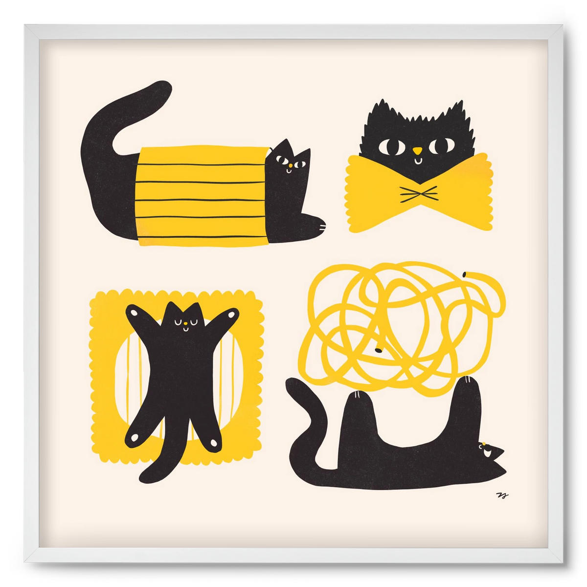 Pasta Cats, 50x50 cm (50x50 cm), Fehér keret