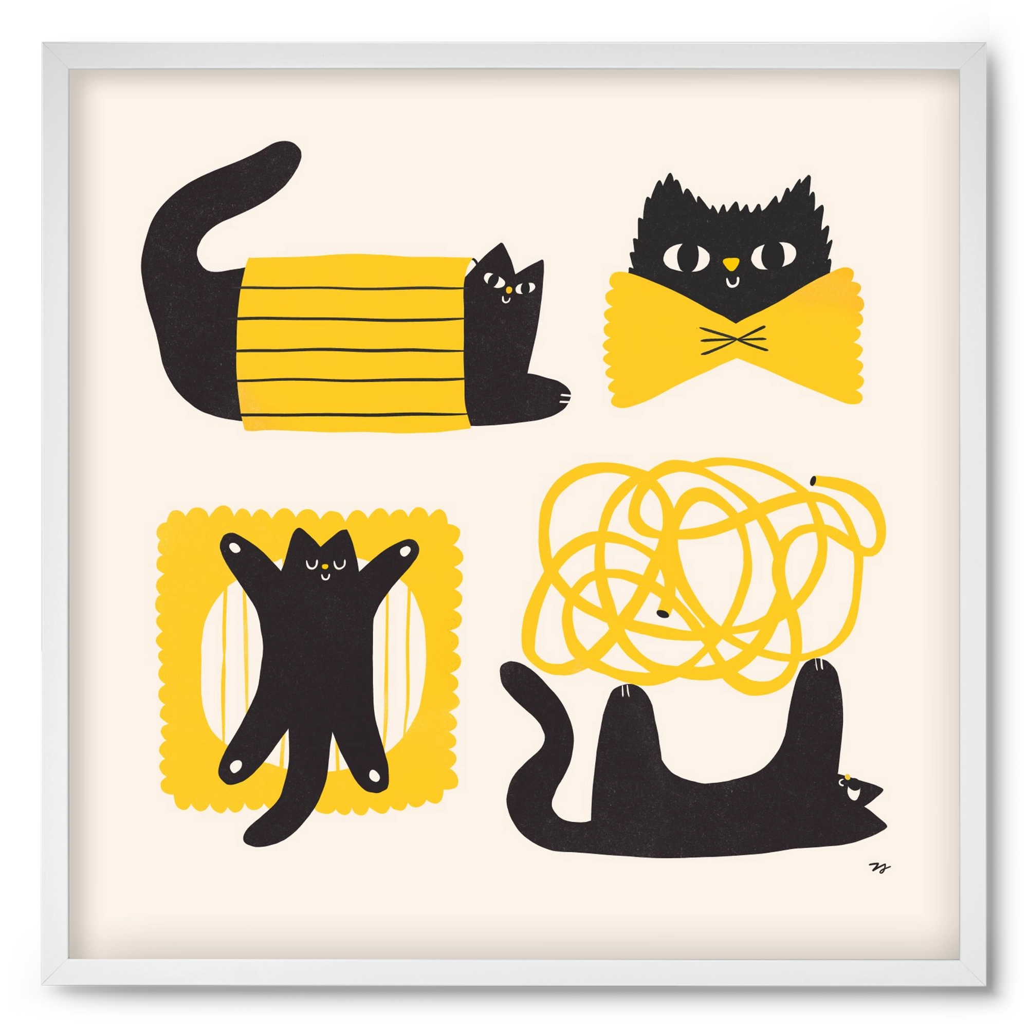 Pasta Cats, 50x50 cm (50x50 cm), Fehér keret