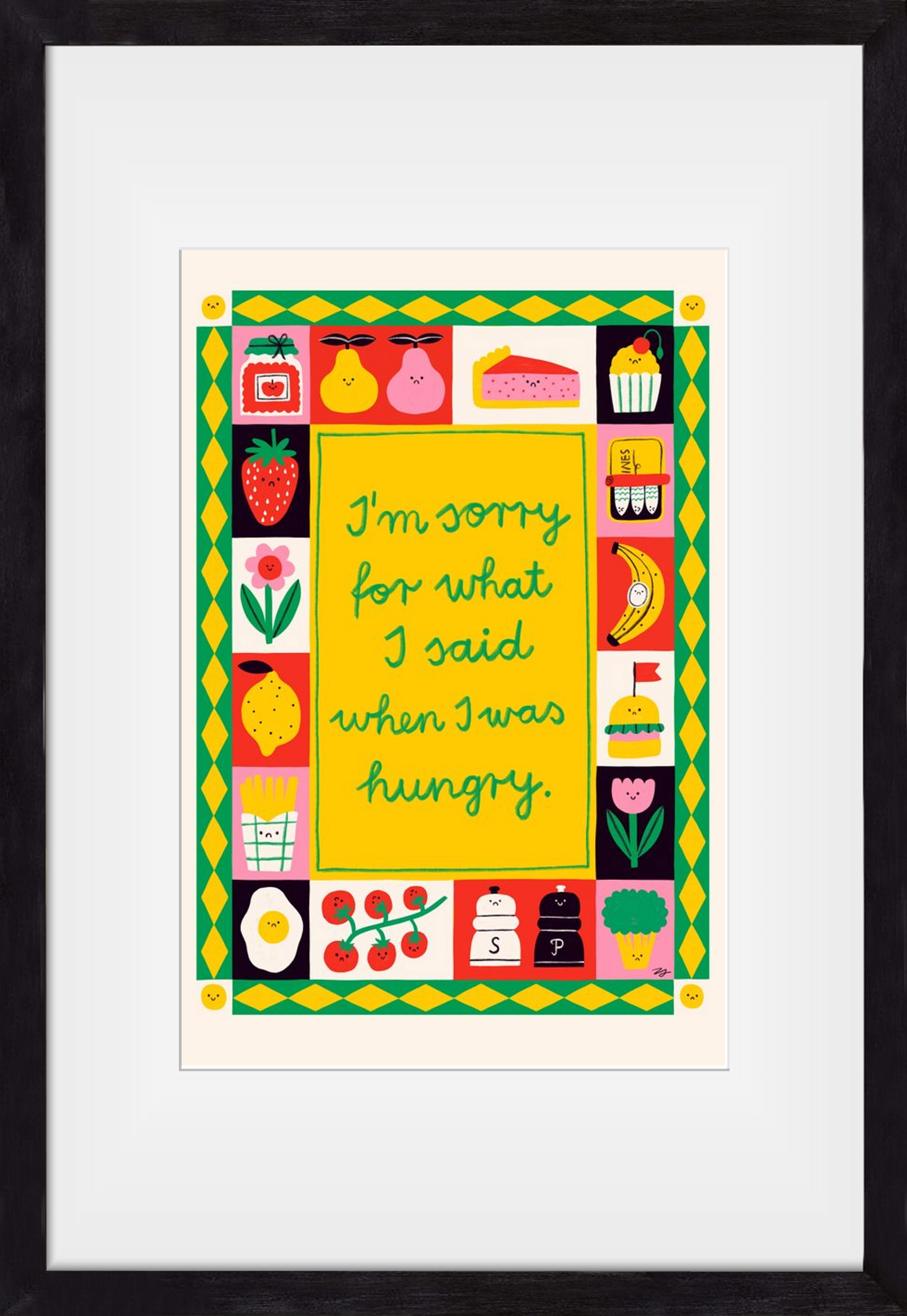 Sorry, 30x45 cm (20x30 cm), Fekete keret, paszpartuval